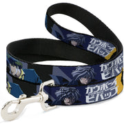 Dog Leash - COWBOY BEBOP Spike Vicious and Faye Pose and Title Logo Blues/Yellow Dog Leashes Cowboy Bebop