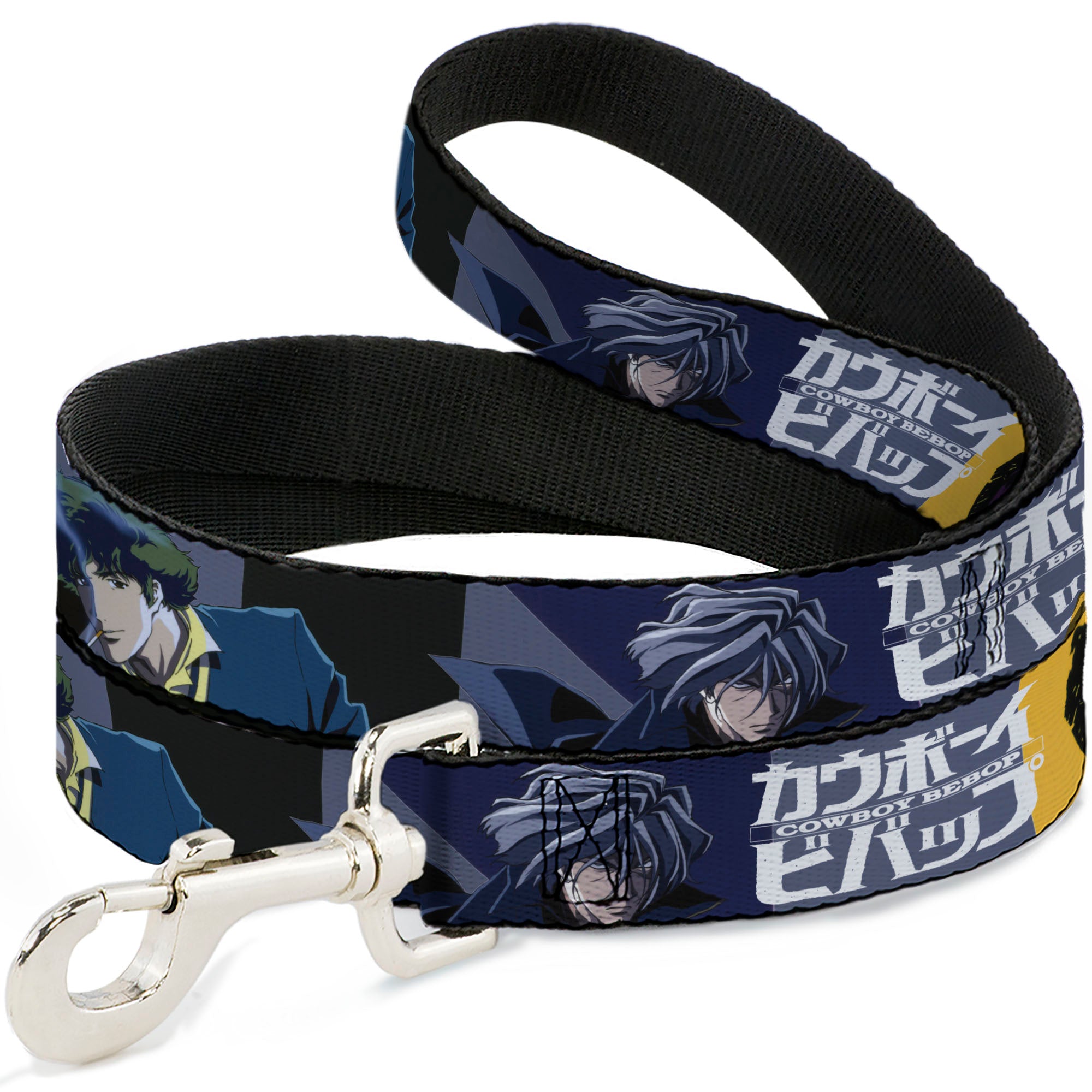 Dog Leash - COWBOY BEBOP Spike Vicious and Faye Pose and Title Logo Blues/Yellow Dog Leashes Cowboy Bebop