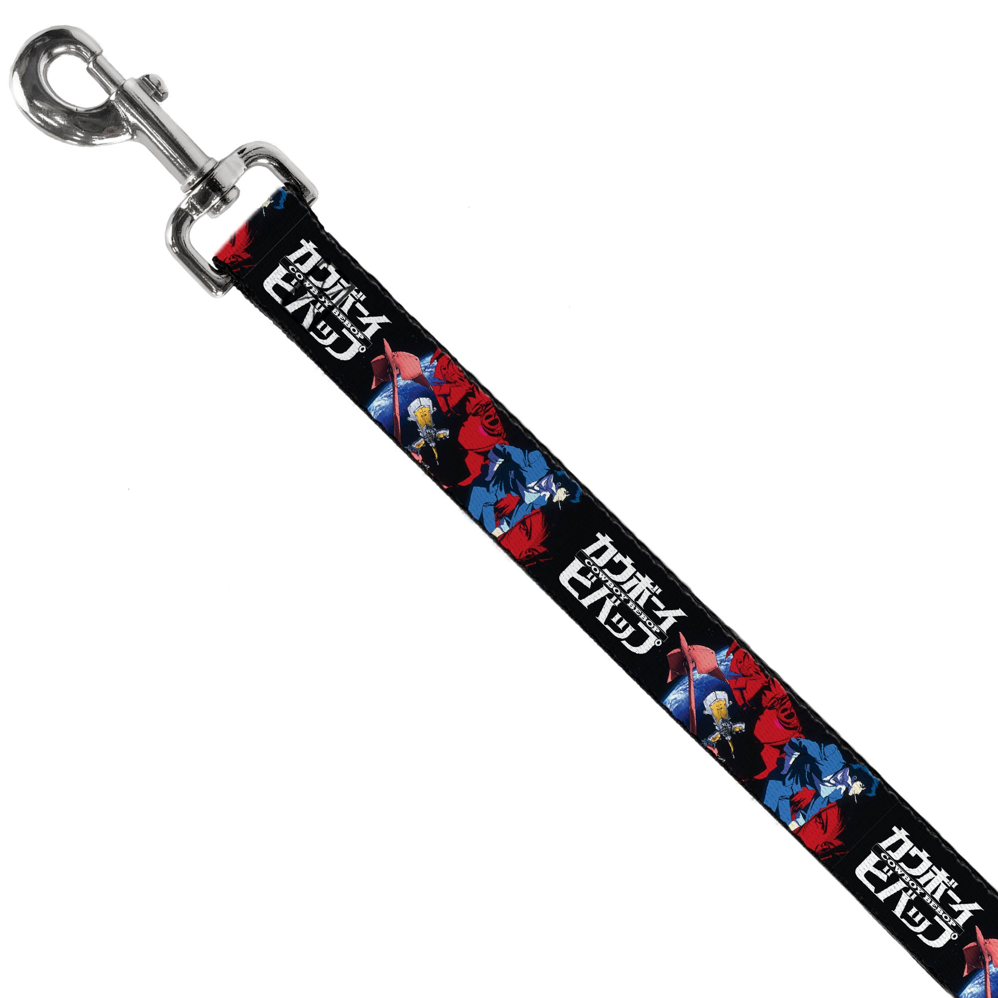Dog Leash - COWBOY BEBOP Spike Pose and Crew Collage and Title Logo Black Dog Leashes Cowboy Bebop