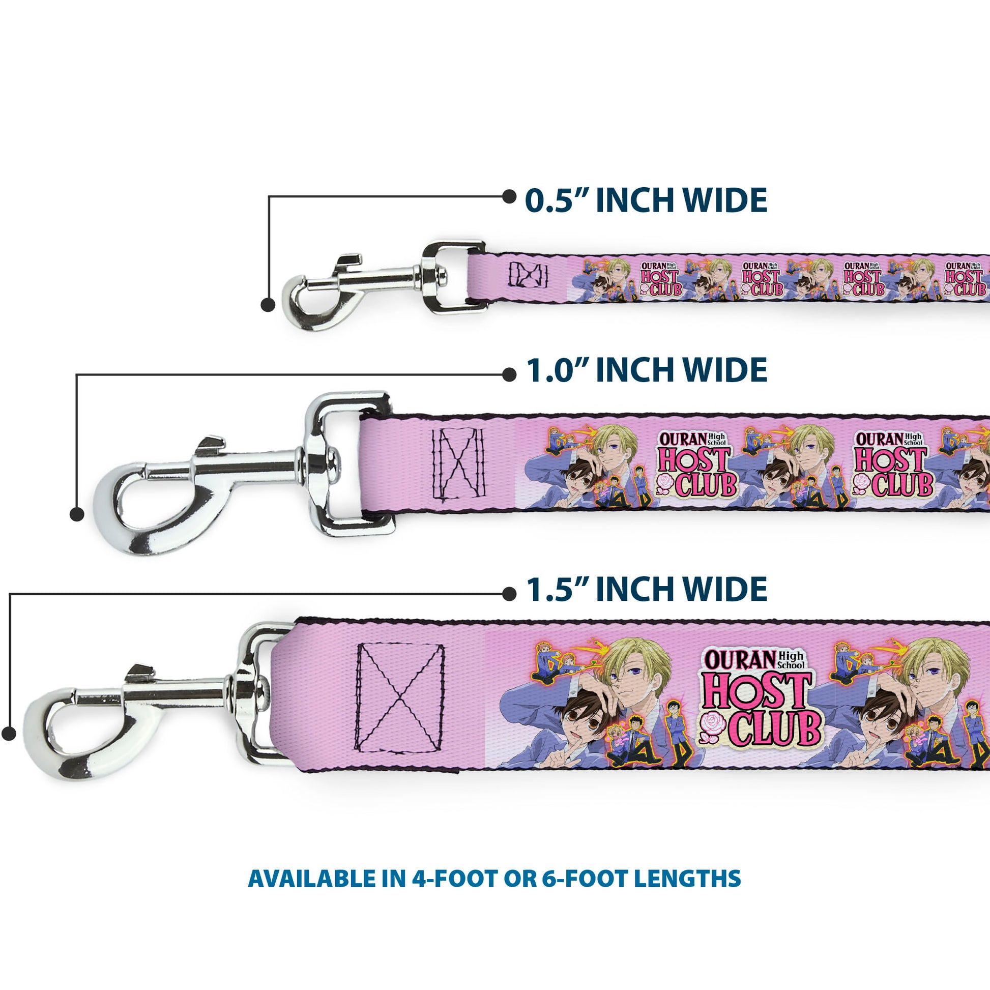 Dog Leash - OURAN HIGH SCHOOL Character Group Pose and Title Logo Pinks Dog Leashes Ouran High School Host Club