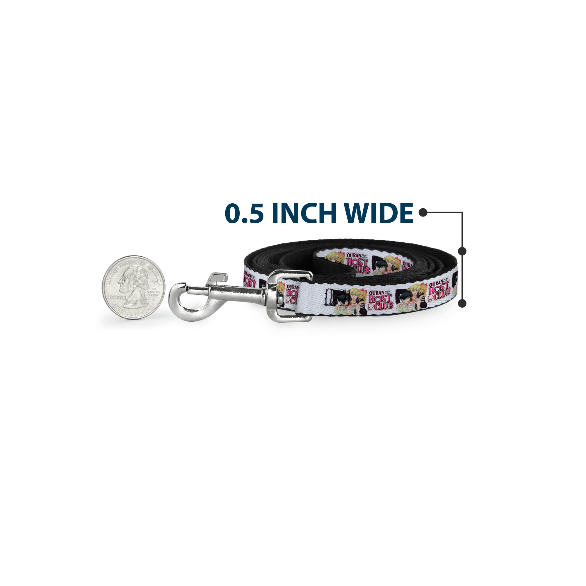 Dog Leash - OURAN HIGH SCHOOL HOST CLUB Kyoya Haruhi and Antoinette Pose and Title Logo White Dog Leashes Ouran High School Host Club