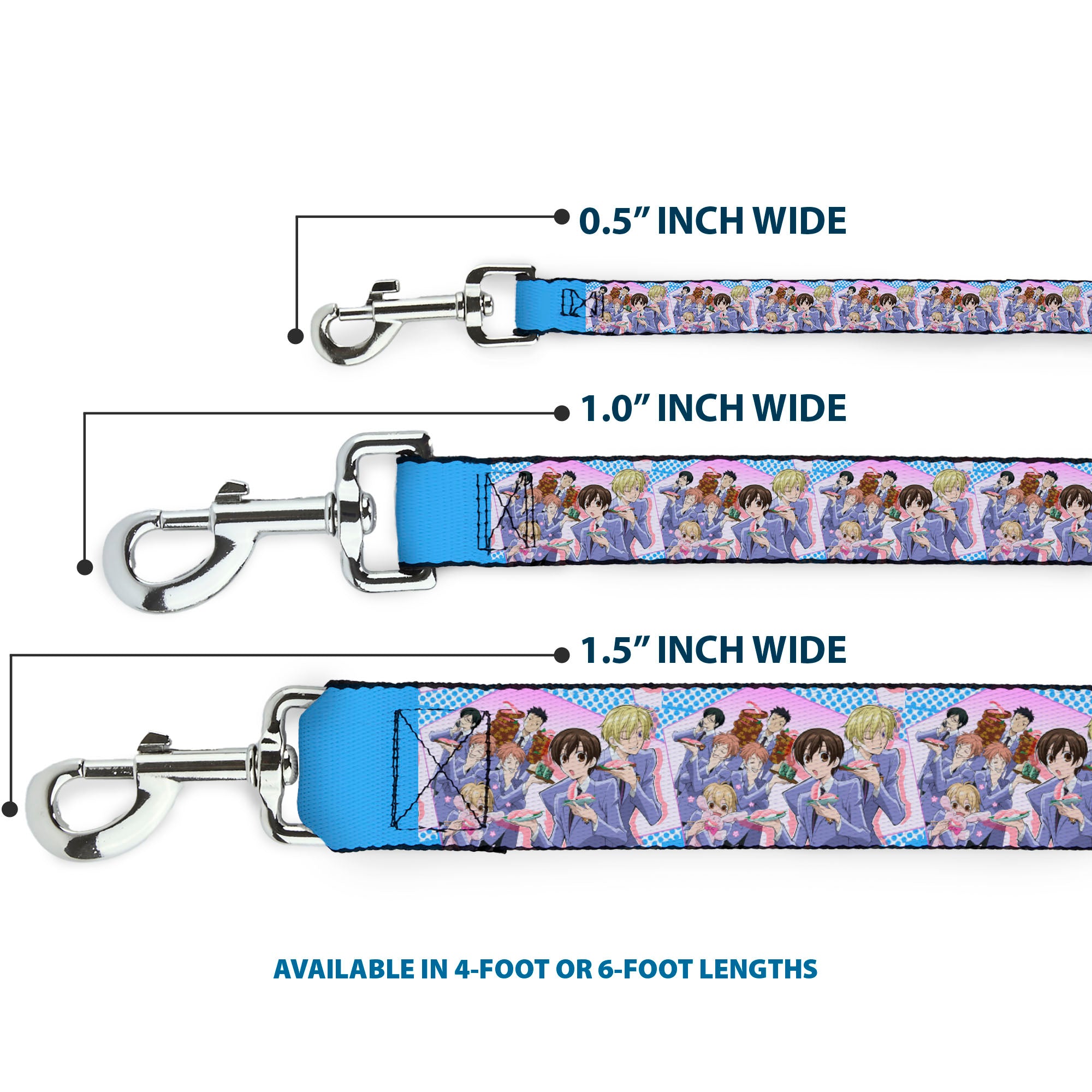Dog Leash - Ouran High School Host Club Seven Character Sushi Dining Pose Pink/Blue Dog Leashes Ouran High School Host Club