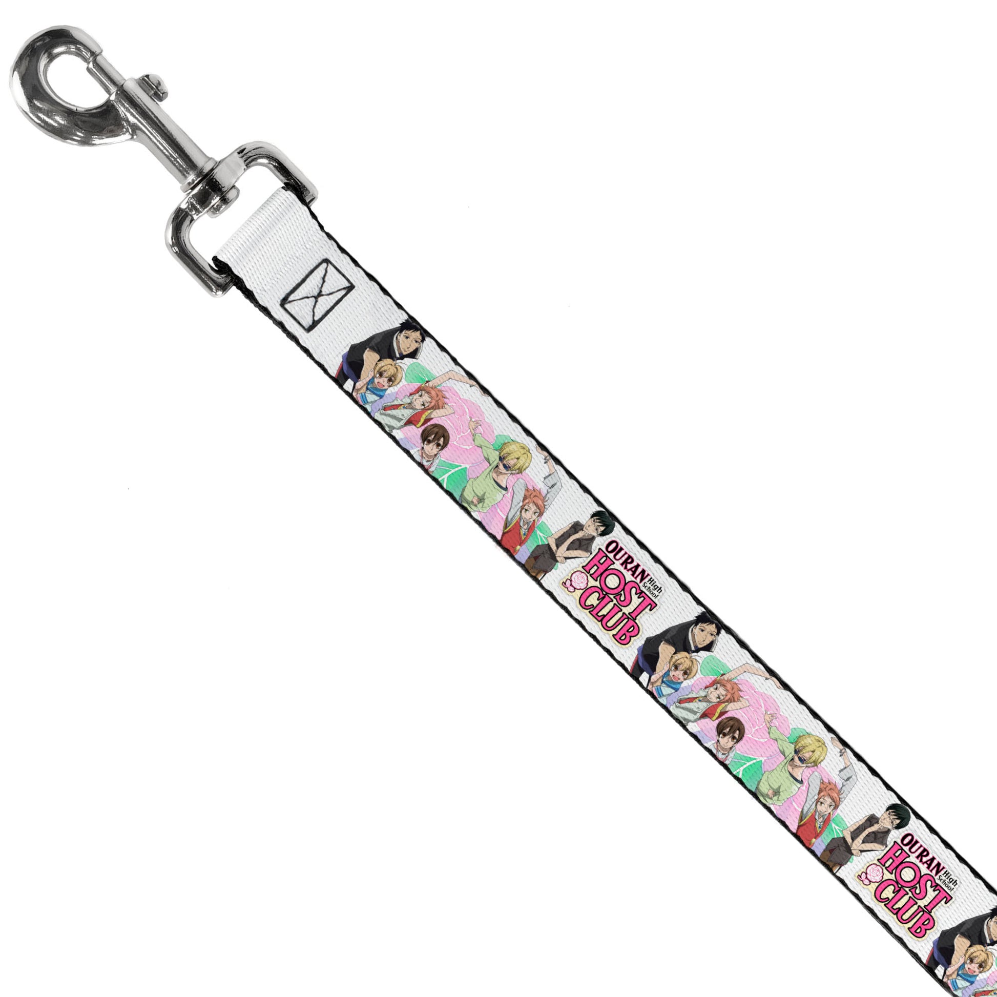 Dog Leash - OURAN HIGH SCHOOL Seven Character Group Pose and Title Logo White Dog Leashes Ouran High School Host Club