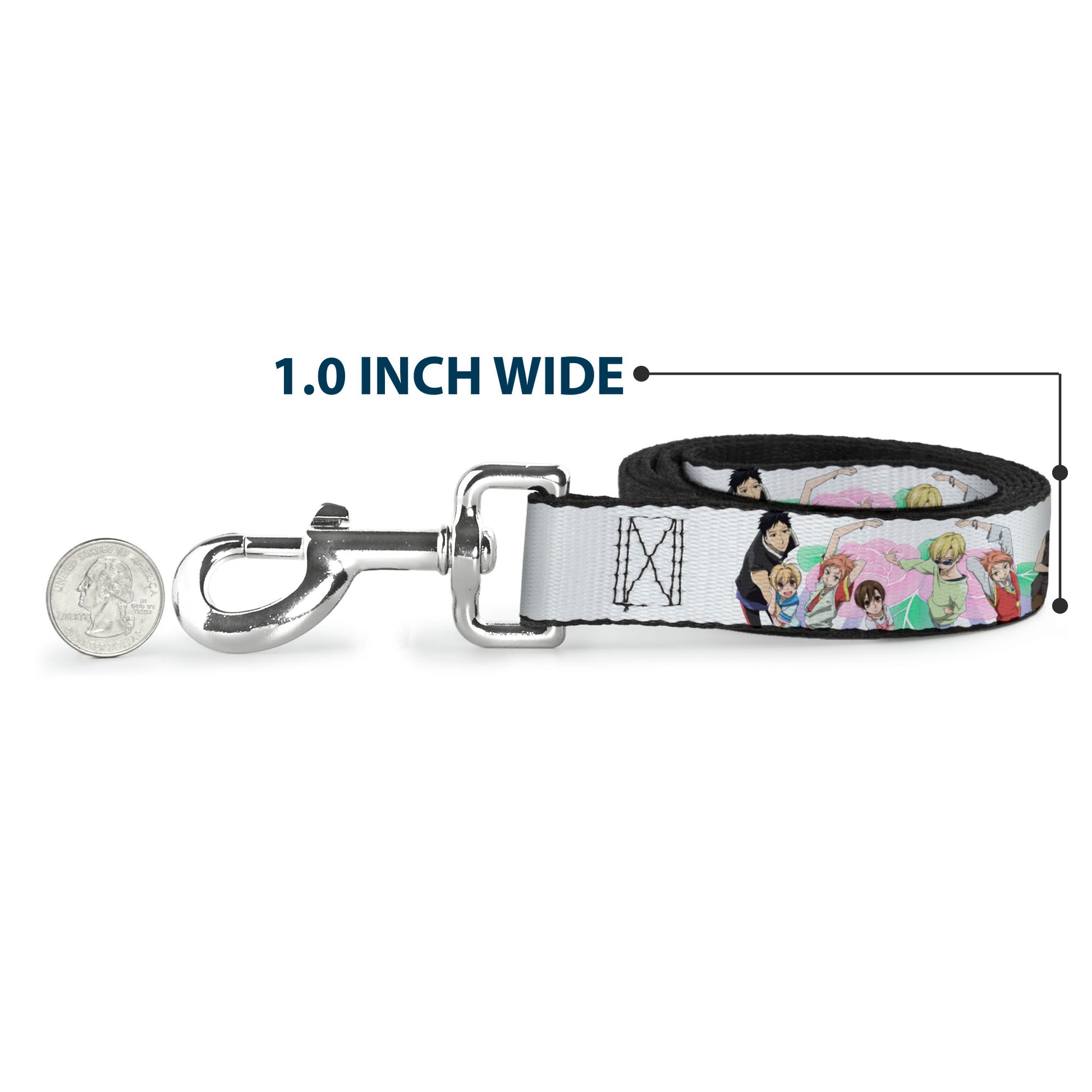 Dog Leash - OURAN HIGH SCHOOL Seven Character Group Pose and Title Logo White Dog Leashes Ouran High School Host Club