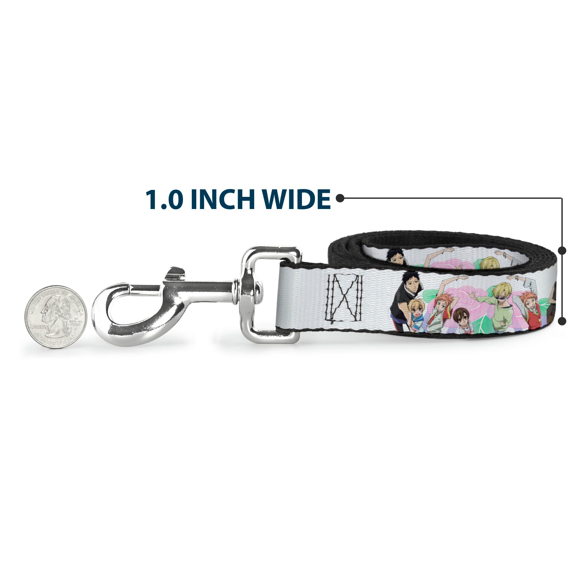 Dog Leash - OURAN HIGH SCHOOL Seven Character Group Pose and Title Logo White Dog Leashes Ouran High School Host Club
