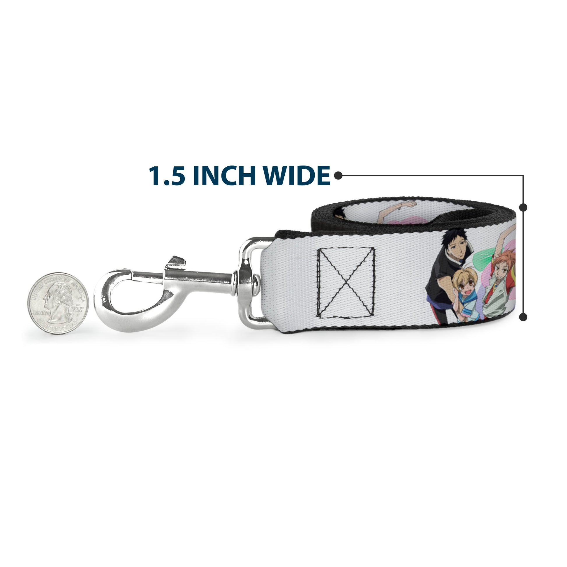 Dog Leash - OURAN HIGH SCHOOL Seven Character Group Pose and Title Logo White Dog Leashes Ouran High School Host Club