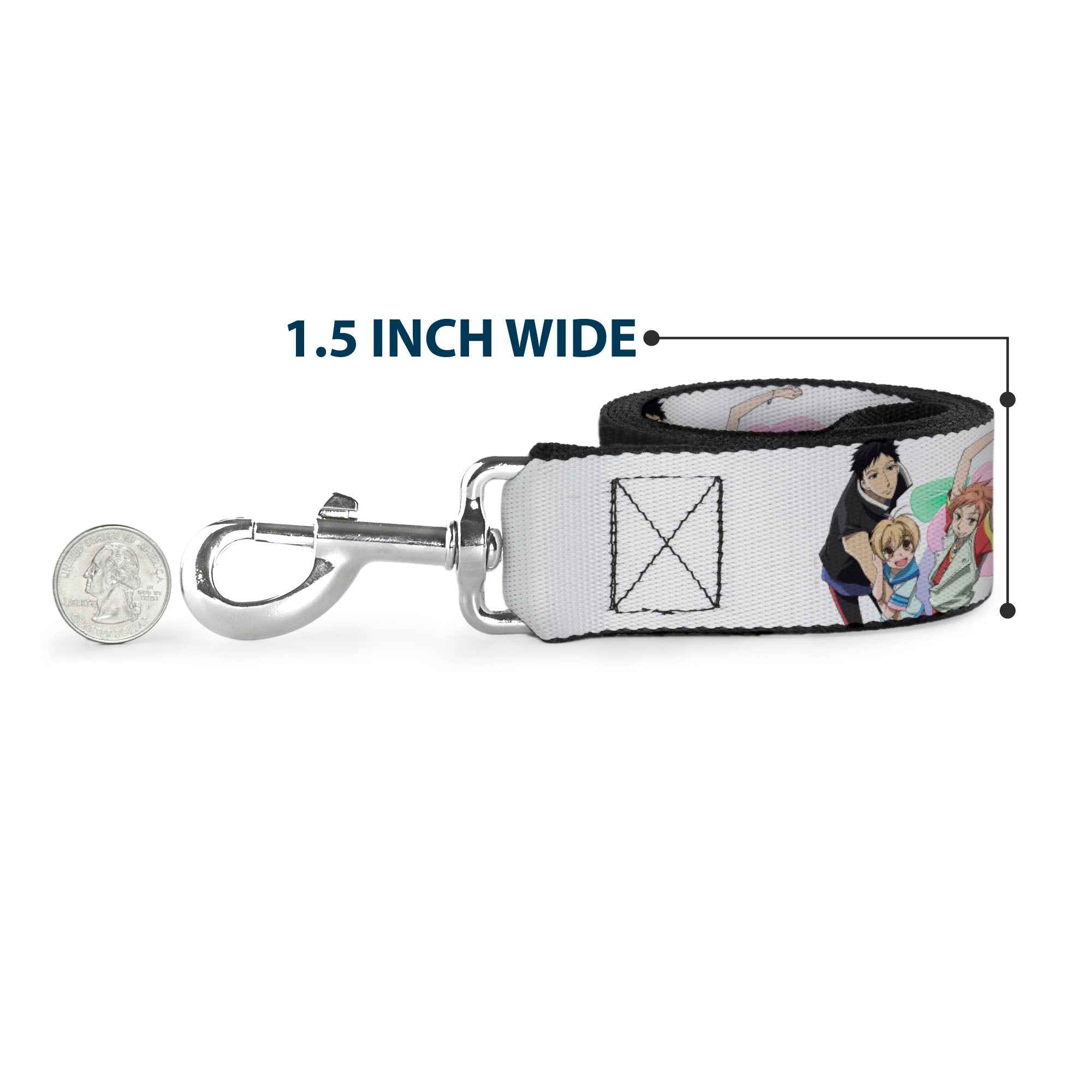Dog Leash - OURAN HIGH SCHOOL Seven Character Group Pose and Title Logo White Dog Leashes Ouran High School Host Club