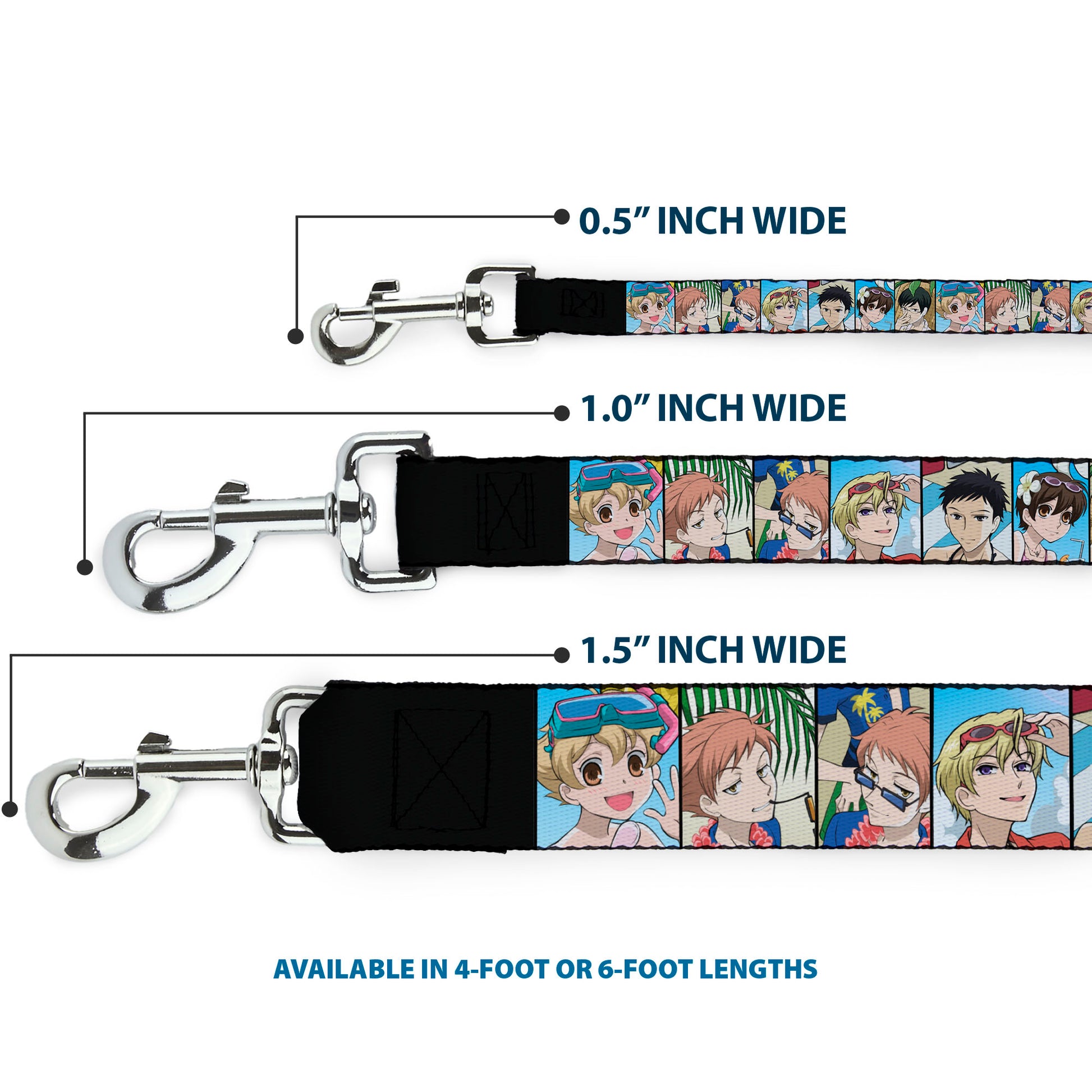 Dog Leash - Ouran High School Host Club Seven Character Beach Day Pose Blocks Dog Leashes Ouran High School Host Club
