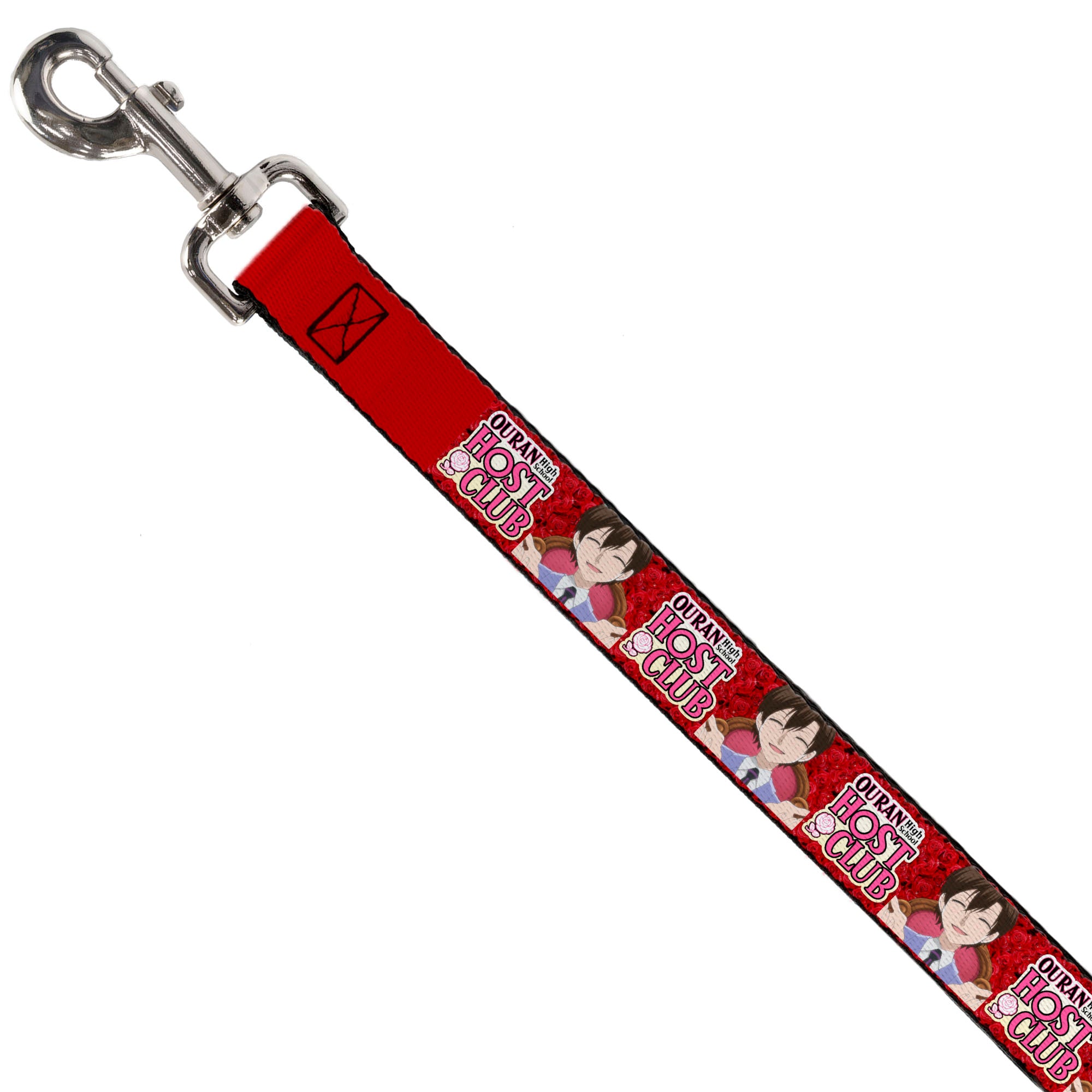 Dog Leash - OURAN HIGH SCHOOL HOST CLUB Haruhi Smiling Pose with Roses and Title Logo Reds Dog Leashes Ouran High School Host Club