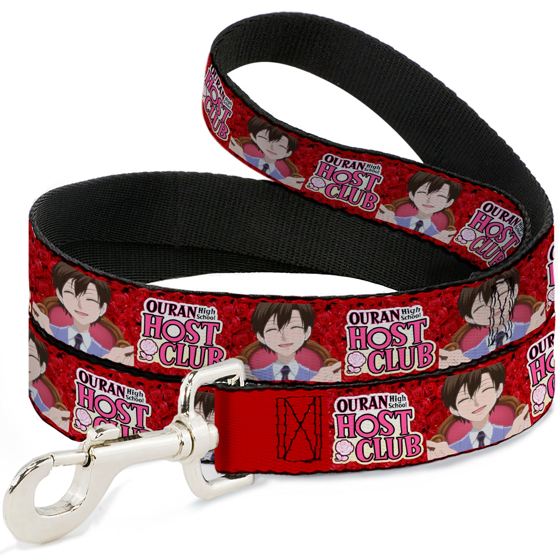 Dog Leash - OURAN HIGH SCHOOL HOST CLUB Haruhi Smiling Pose with Roses and Title Logo Reds Dog Leashes Ouran High School Host Club