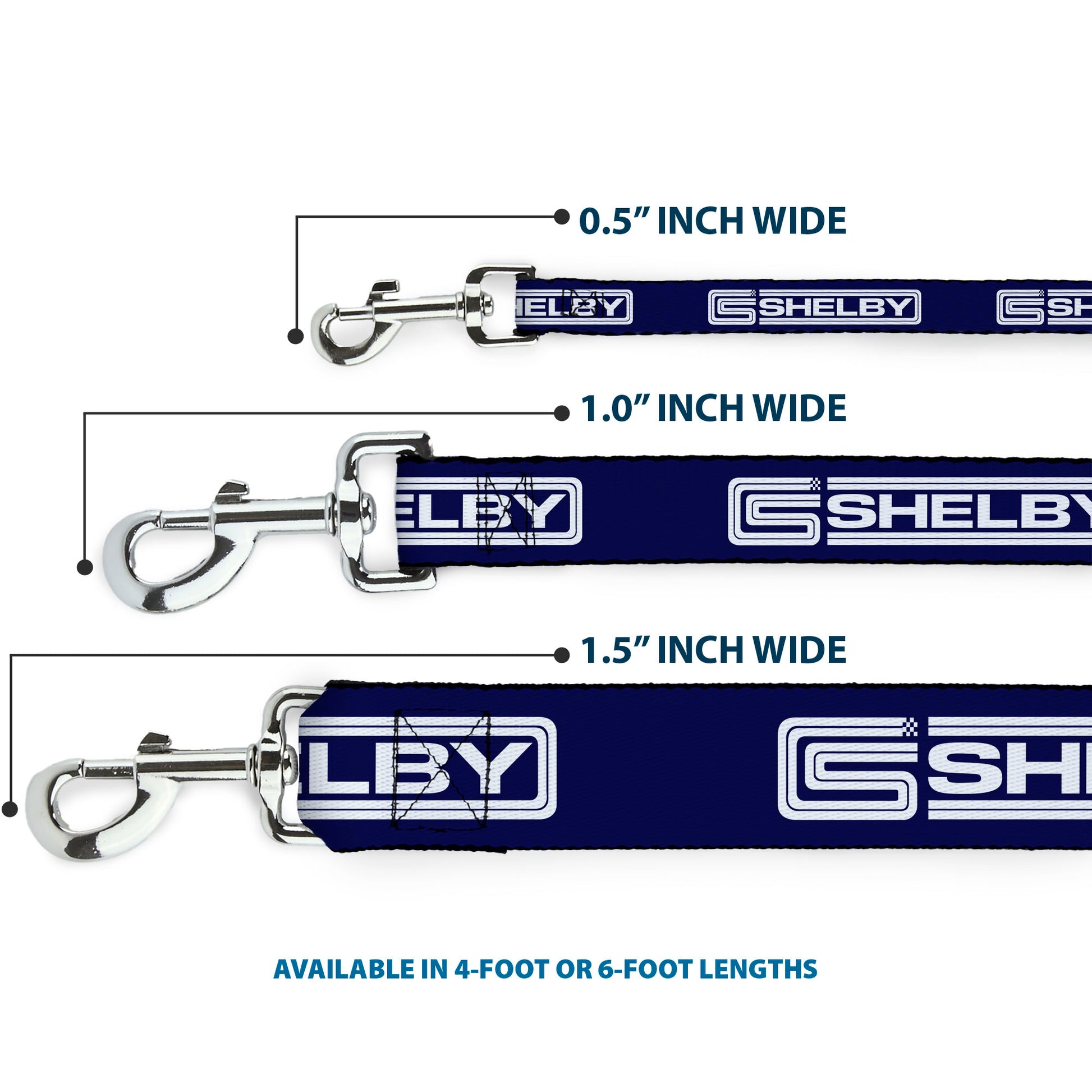 Dog Leash - Carroll Shelby CS SHELBY Racing Logo Block Navy/White Dog Leashes Shelby