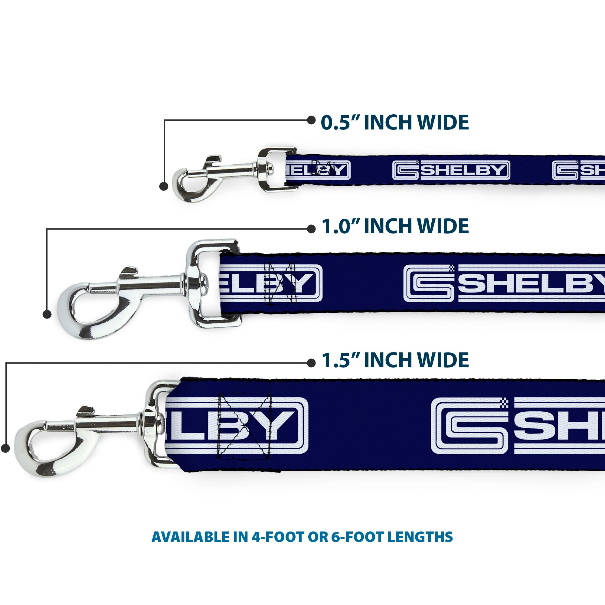 Dog Leash - Carroll Shelby CS SHELBY Racing Logo Block Navy/White Dog Leashes Shelby