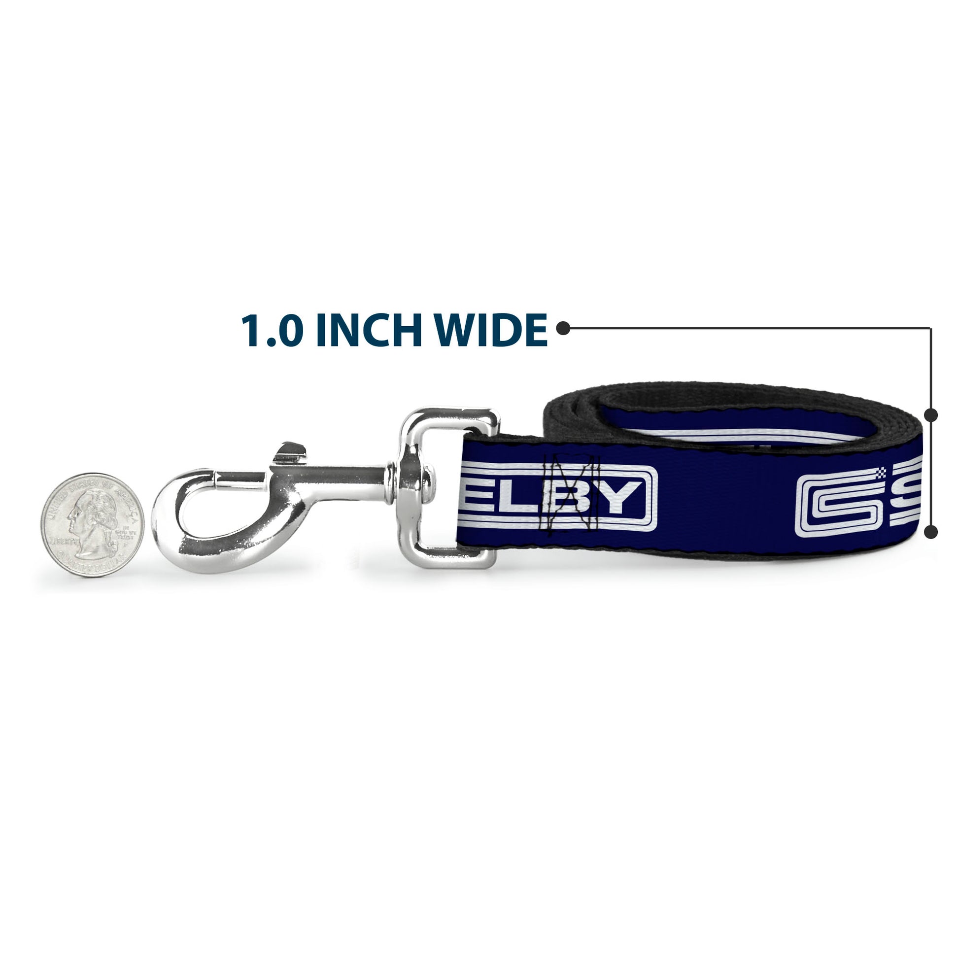 Dog Leash - Carroll Shelby CS SHELBY Racing Logo Block Navy/White Dog Leashes Shelby