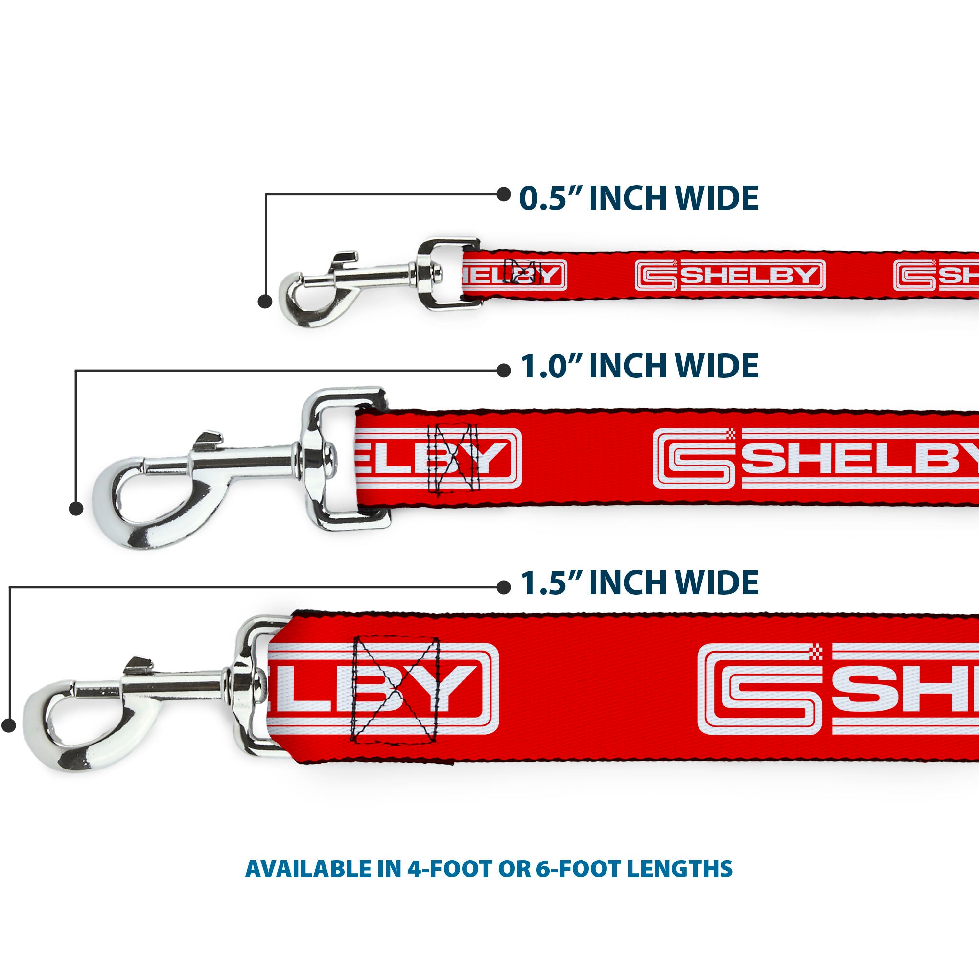Dog Leash - Carroll Shelby CS SHELBY Racing Logo Block Red/White Dog Leashes Shelby