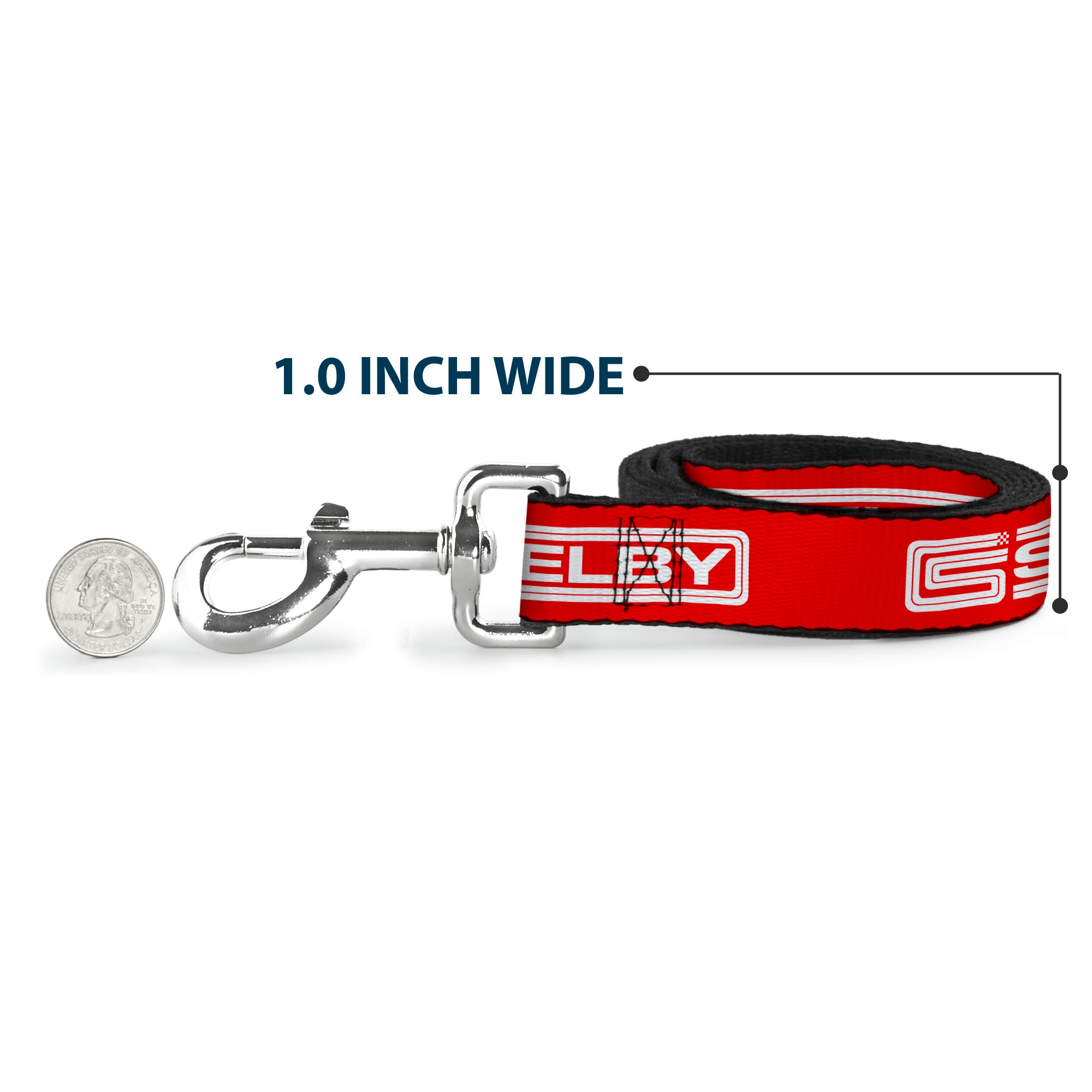 Dog Leash - Carroll Shelby CS SHELBY Racing Logo Block Red/White Dog Leashes Shelby