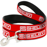 Dog Leash - Carroll Shelby CS SHELBY Racing Logo Block Red/White Dog Leashes Shelby