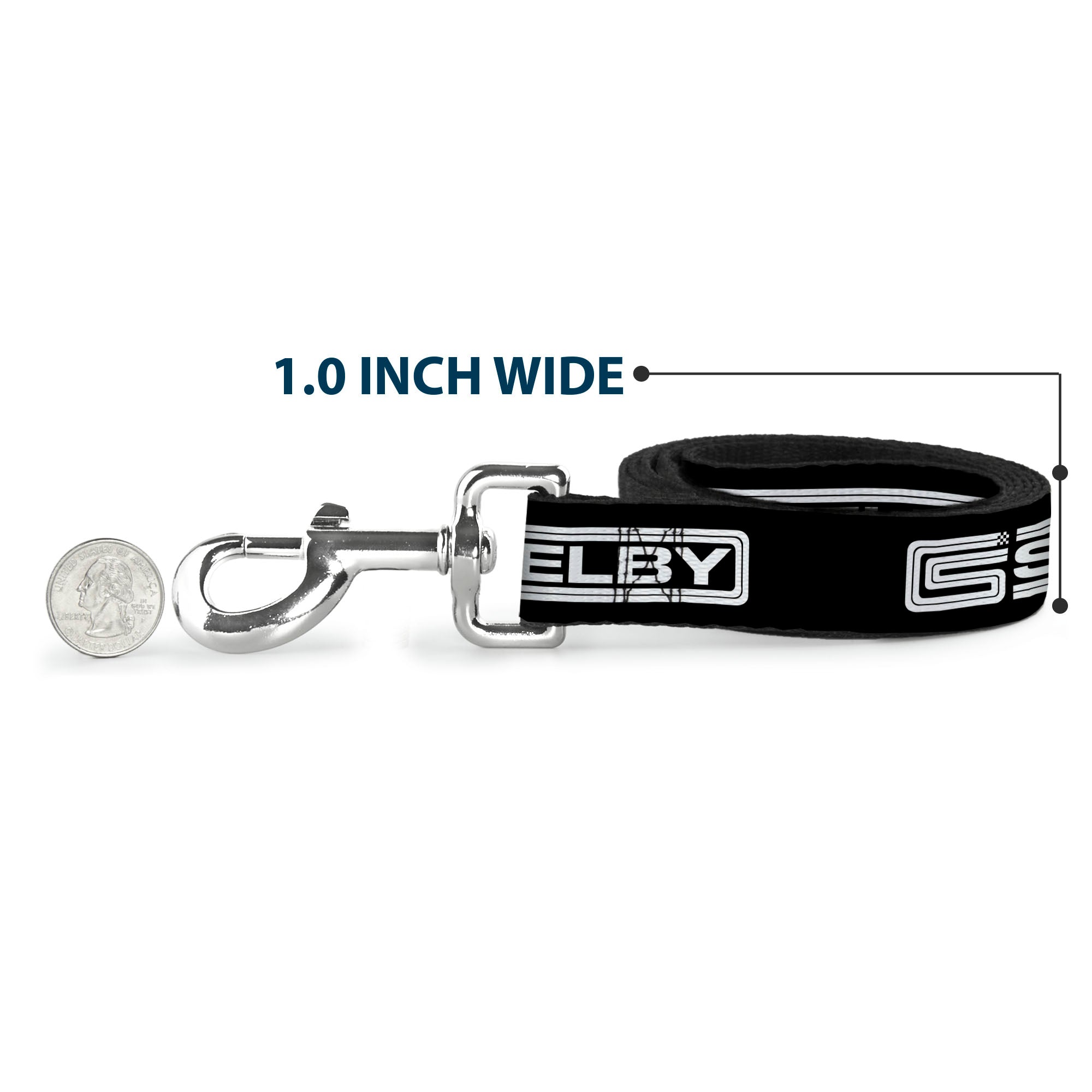 Dog Leash - Carroll Shelby CS SHELBY Racing Logo Block Black/White Dog Leashes Shelby