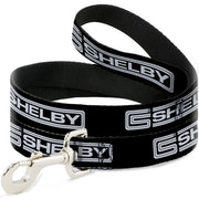 Dog Leash - Carroll Shelby CS SHELBY Racing Logo Block Black/White Dog Leashes Shelby