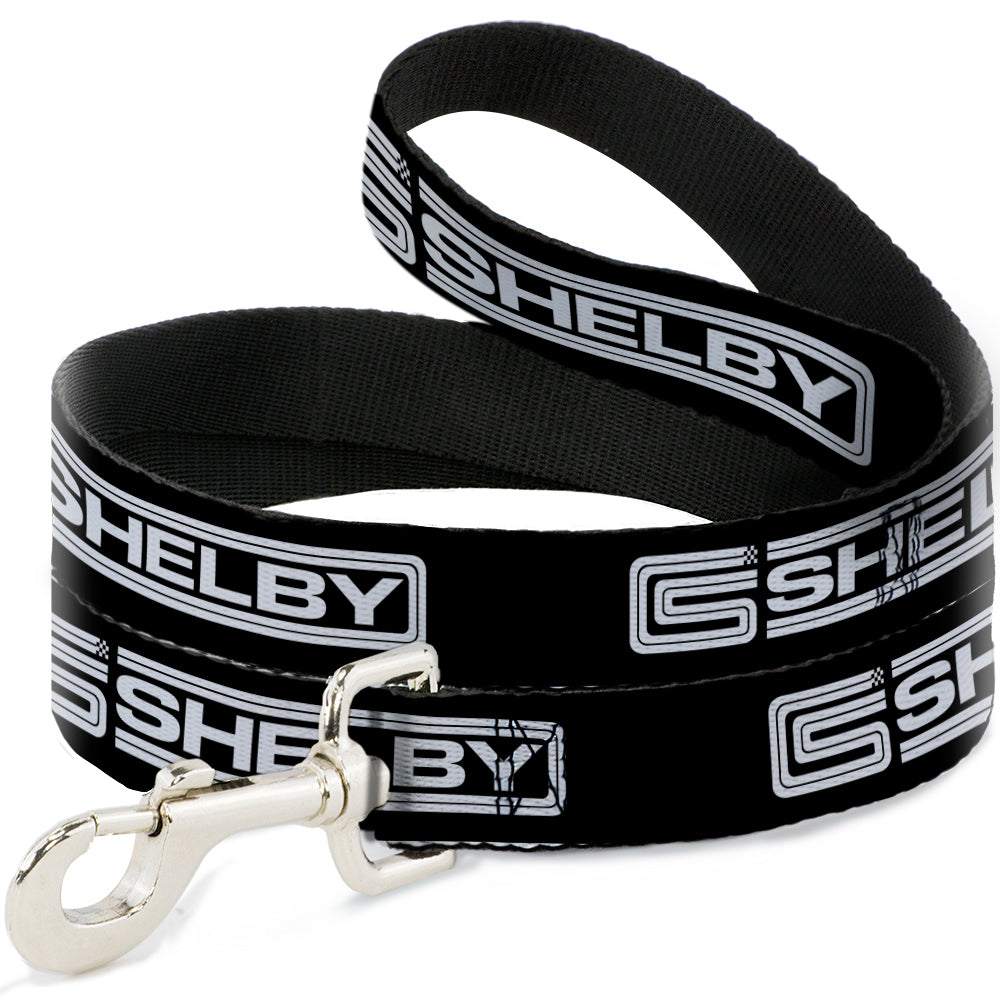 Dog Leash - Carroll Shelby CS SHELBY Racing Logo Block Black/White Dog Leashes Shelby