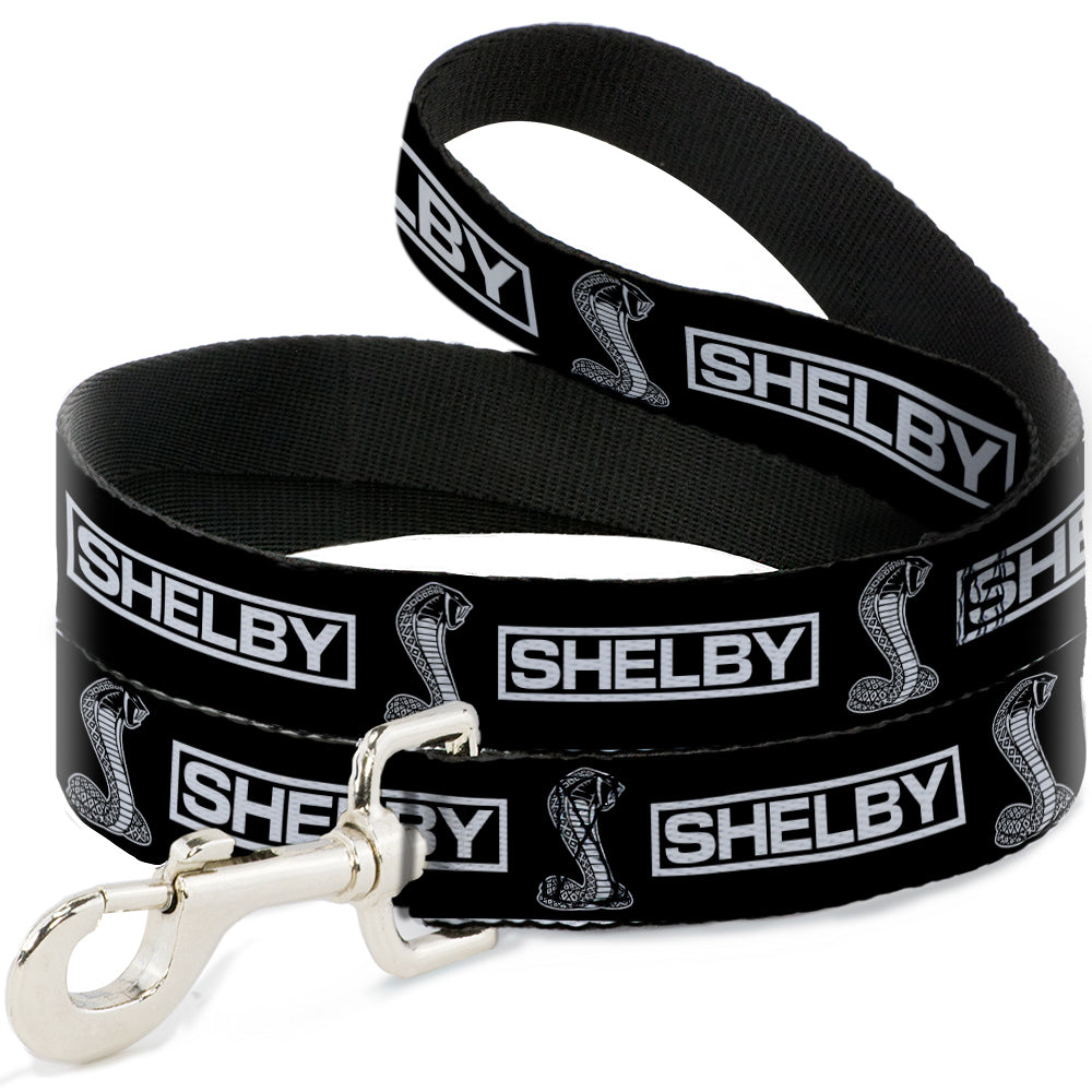 Dog Leash - SHELBY Box Logo and Super Snake Cobra Black/White Dog Leashes Shelby