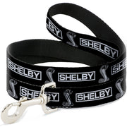 Dog Leash - SHELBY Box Logo and Super Snake Cobra Black/White Dog Leashes Shelby