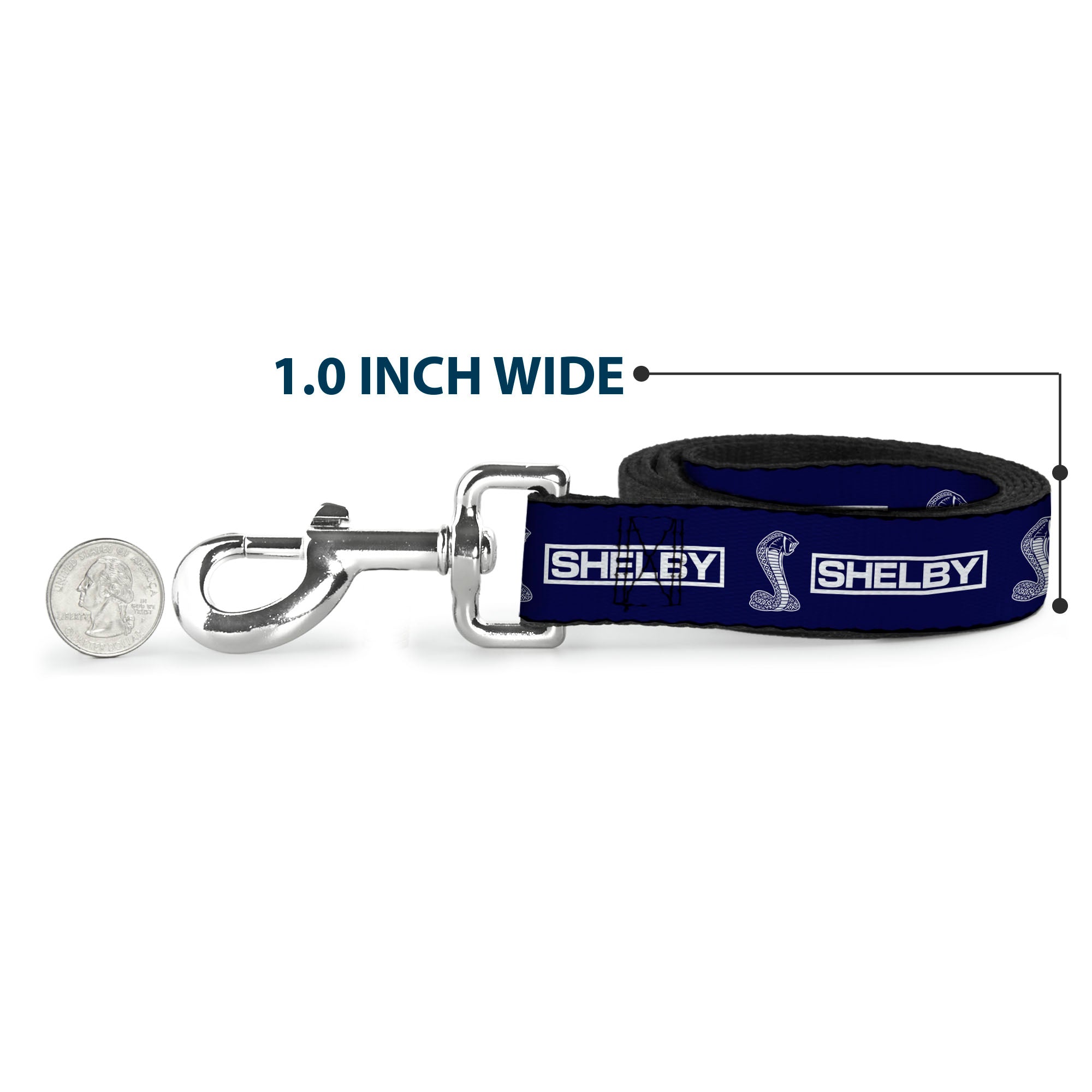 Dog Leash - SHELBY Box Logo and Super Snake Cobra Blue/White Dog Leashes Shelby