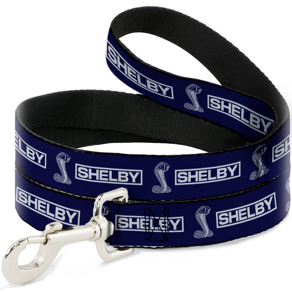 Dog Leash - SHELBY Box Logo and Super Snake Cobra Blue/White Dog Leashes Shelby