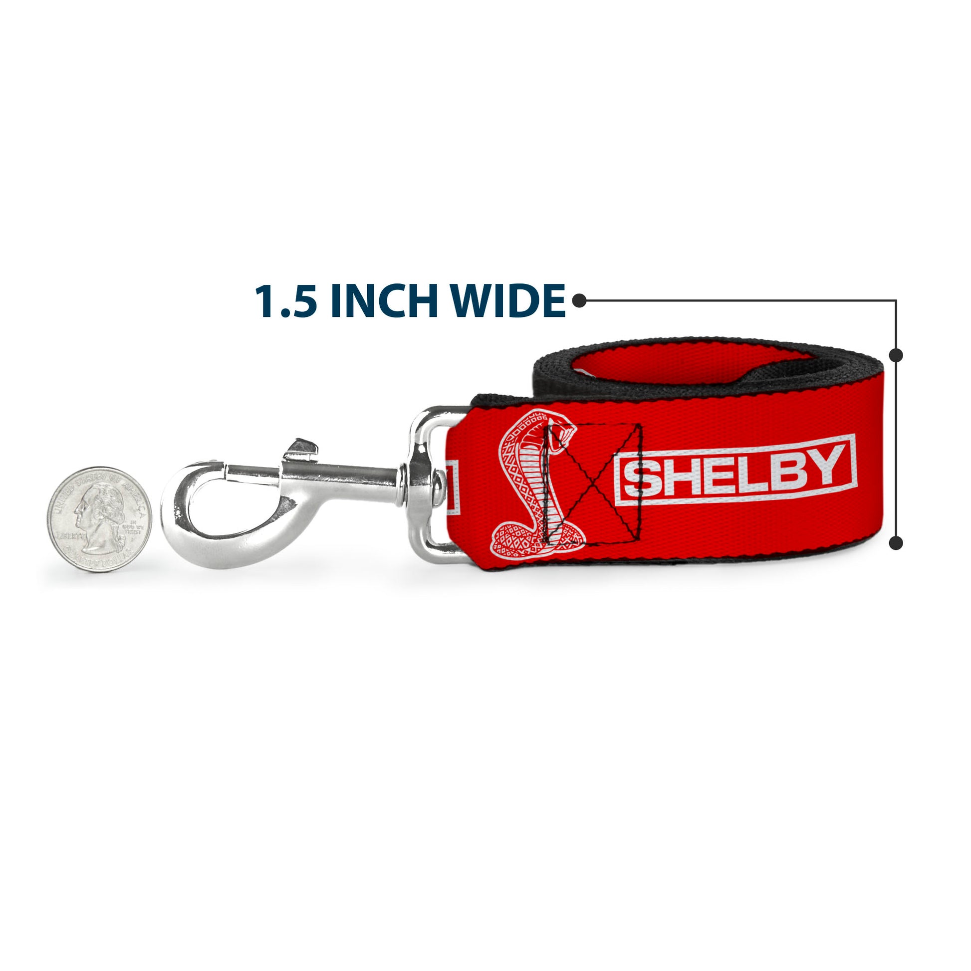 Dog Leash - SHELBY Box Logo and Super Snake Cobra Red/White Dog Leashes Shelby