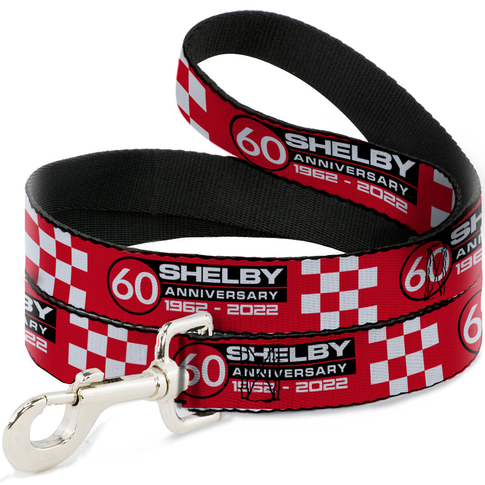 Dog Leash - SHELBY 60th ANNIVERSARY Checker Red/Black/White Dog Leashes Shelby
