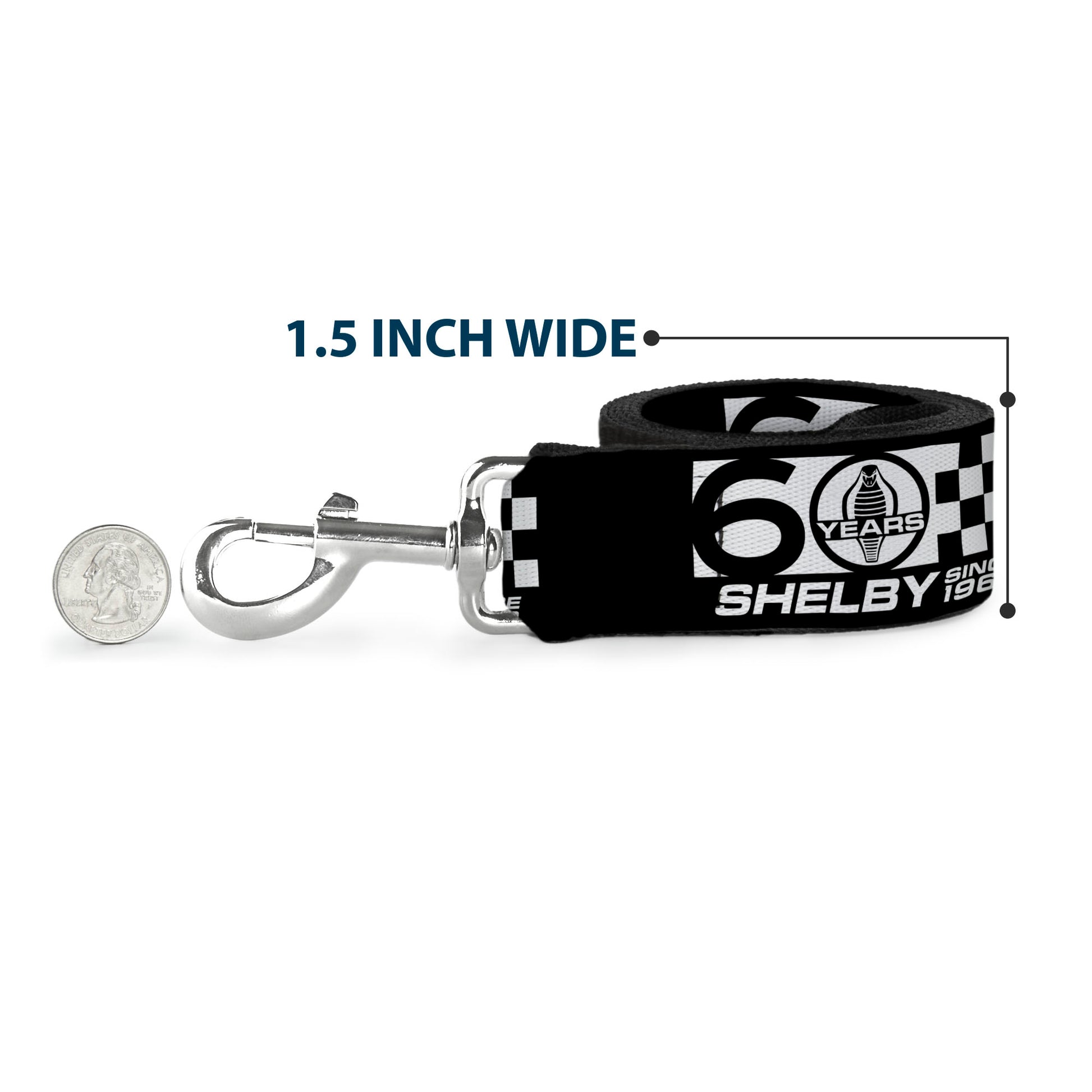 Dog Leash - SHELBY 60 YEARS SINCE 1962 Checker Black/White Dog Leashes Shelby