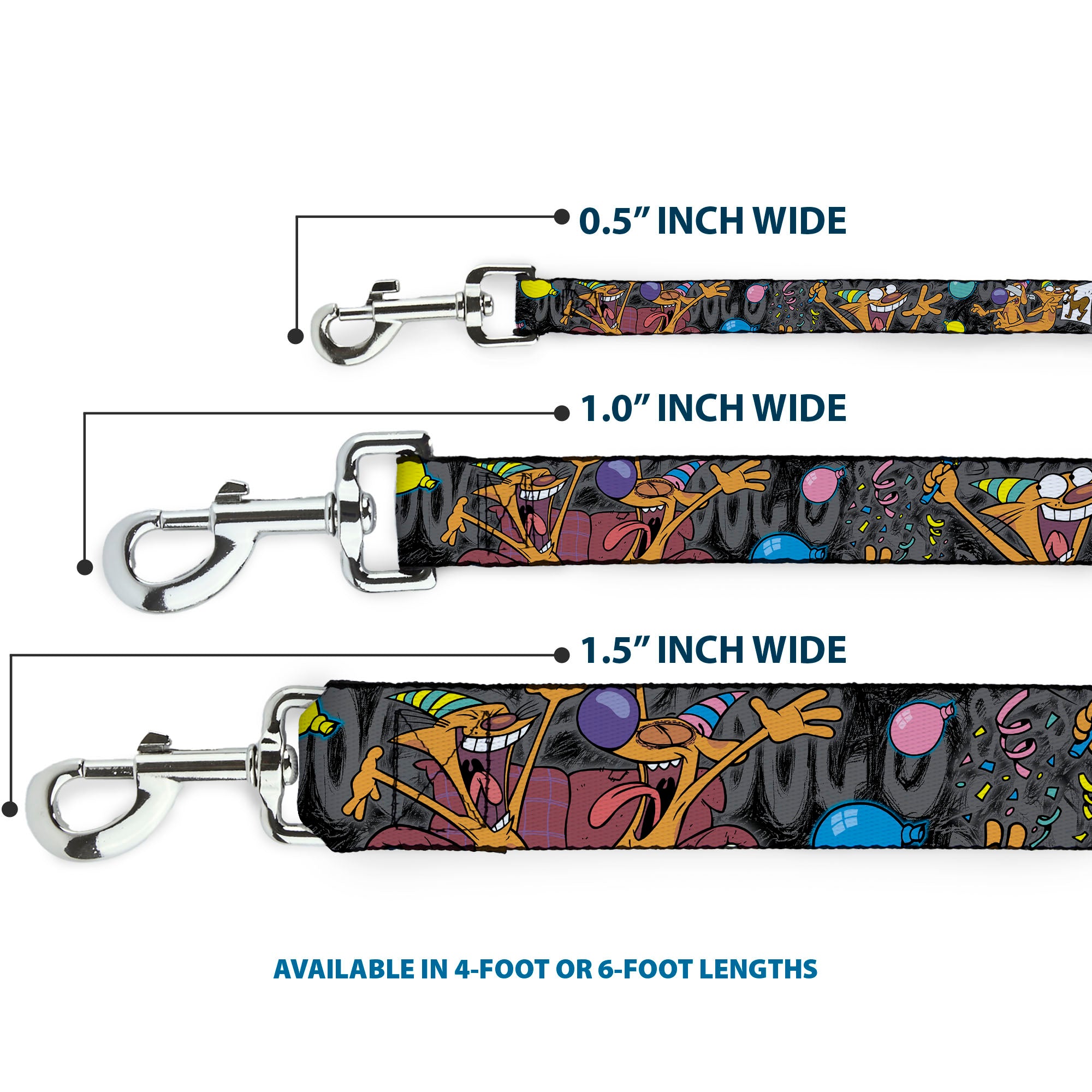 Dog Leash - CatDog Party/Balloons/CATDOG Logo Gray/Black/Multi Color Dog Leashes CatDog