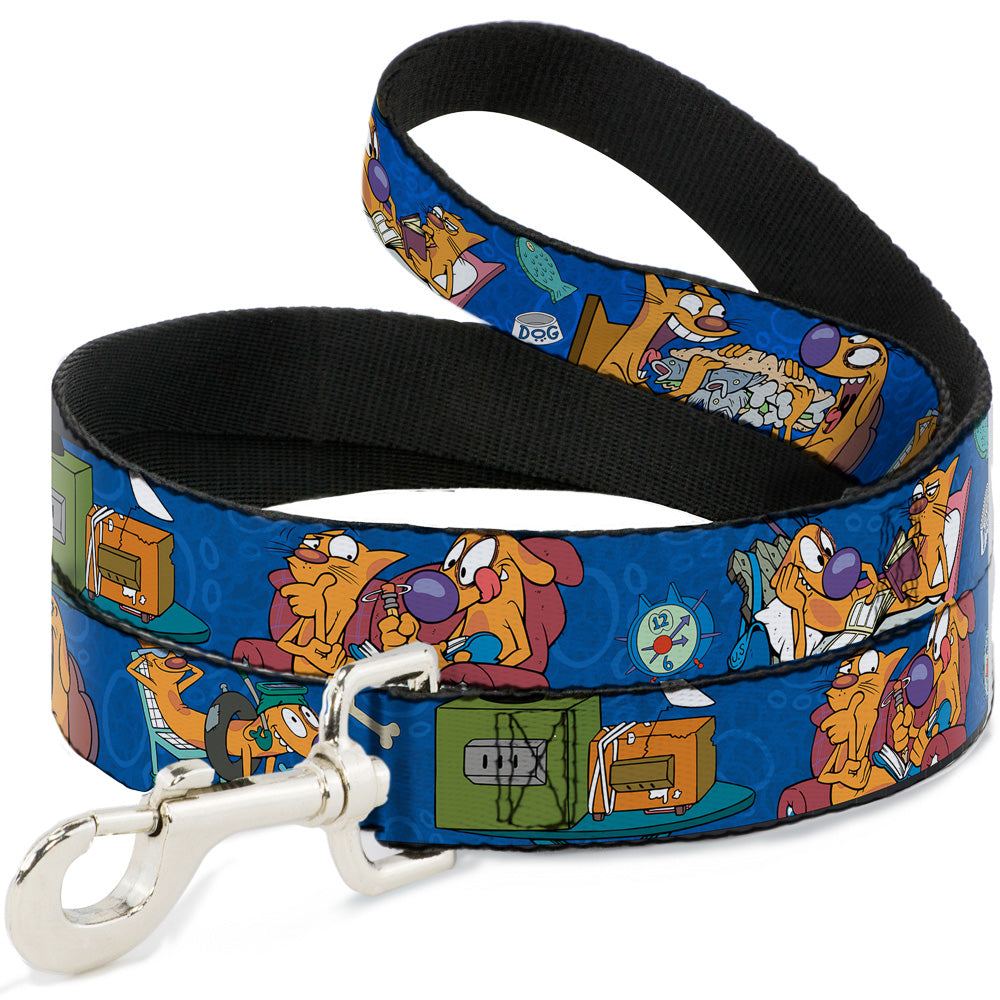 Dog Leash - CatDog Hanging Out Poses Blue Dog Leashes CatDog