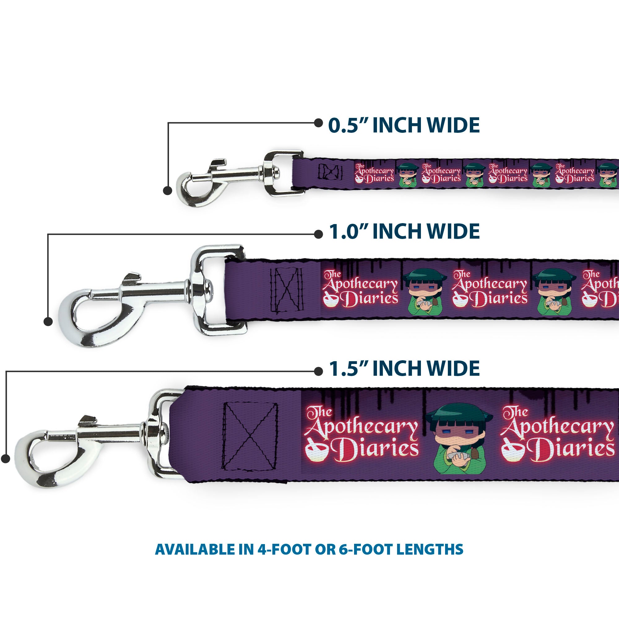Dog Leash - THE APOTHECARY DIARIES Chibi Maomao Pose and Title Logo Purple Dog Leashes The Apothecary Diaries