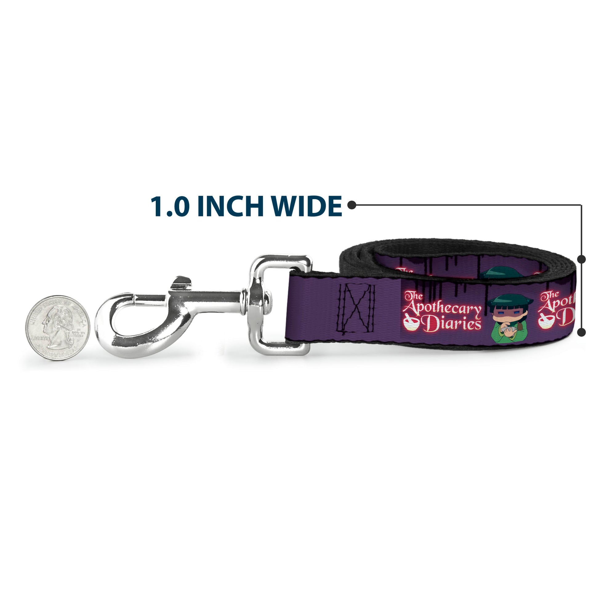 Dog Leash - THE APOTHECARY DIARIES Chibi Maomao Pose and Title Logo Purple Dog Leashes The Apothecary Diaries