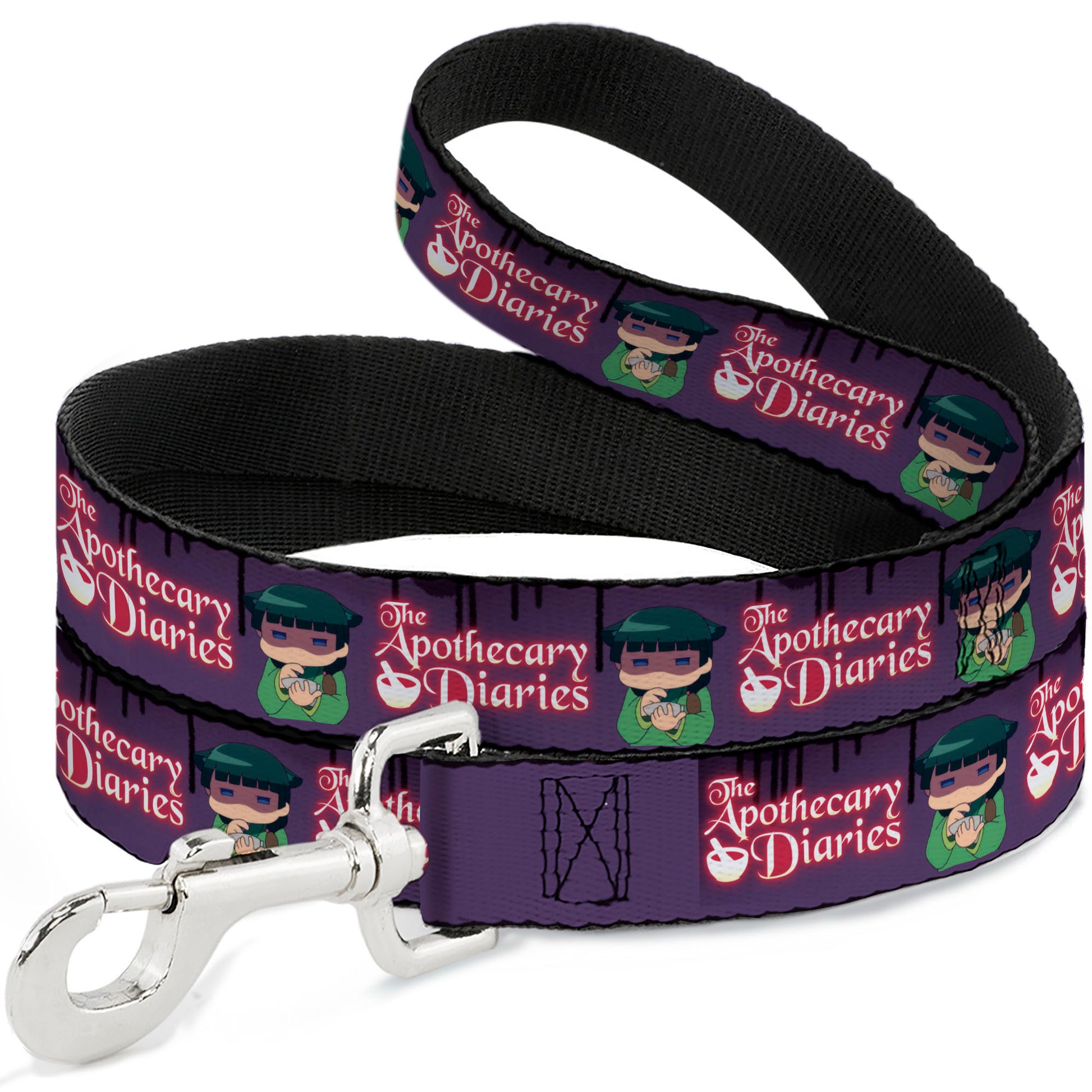 Dog Leash - THE APOTHECARY DIARIES Chibi Maomao Pose and Title Logo Purple Dog Leashes The Apothecary Diaries