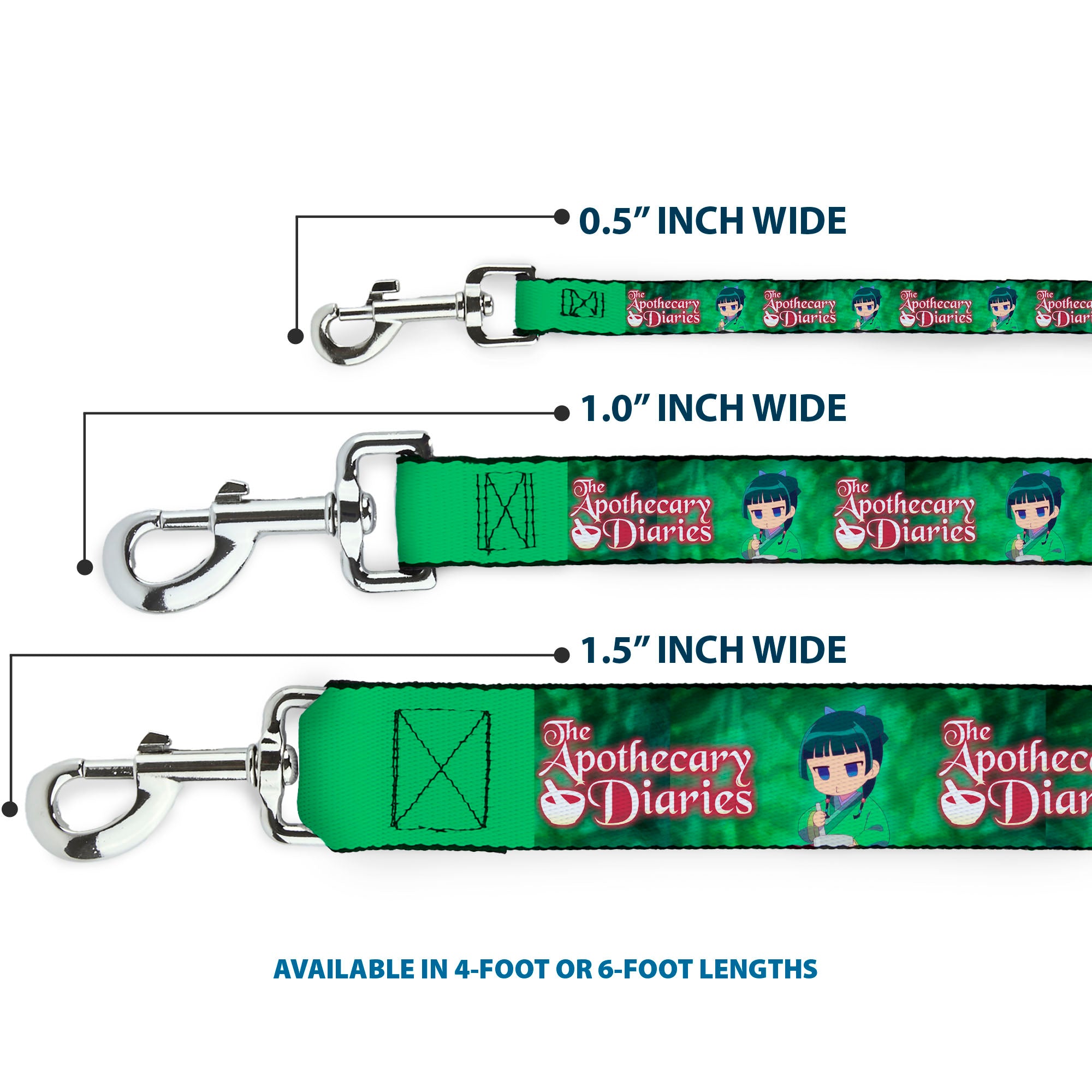 Dog Leash - THE APOTHECARY DIARIES Maomao Grinding Pose and Title Logo Greens Dog Leashes The Apothecary Diaries