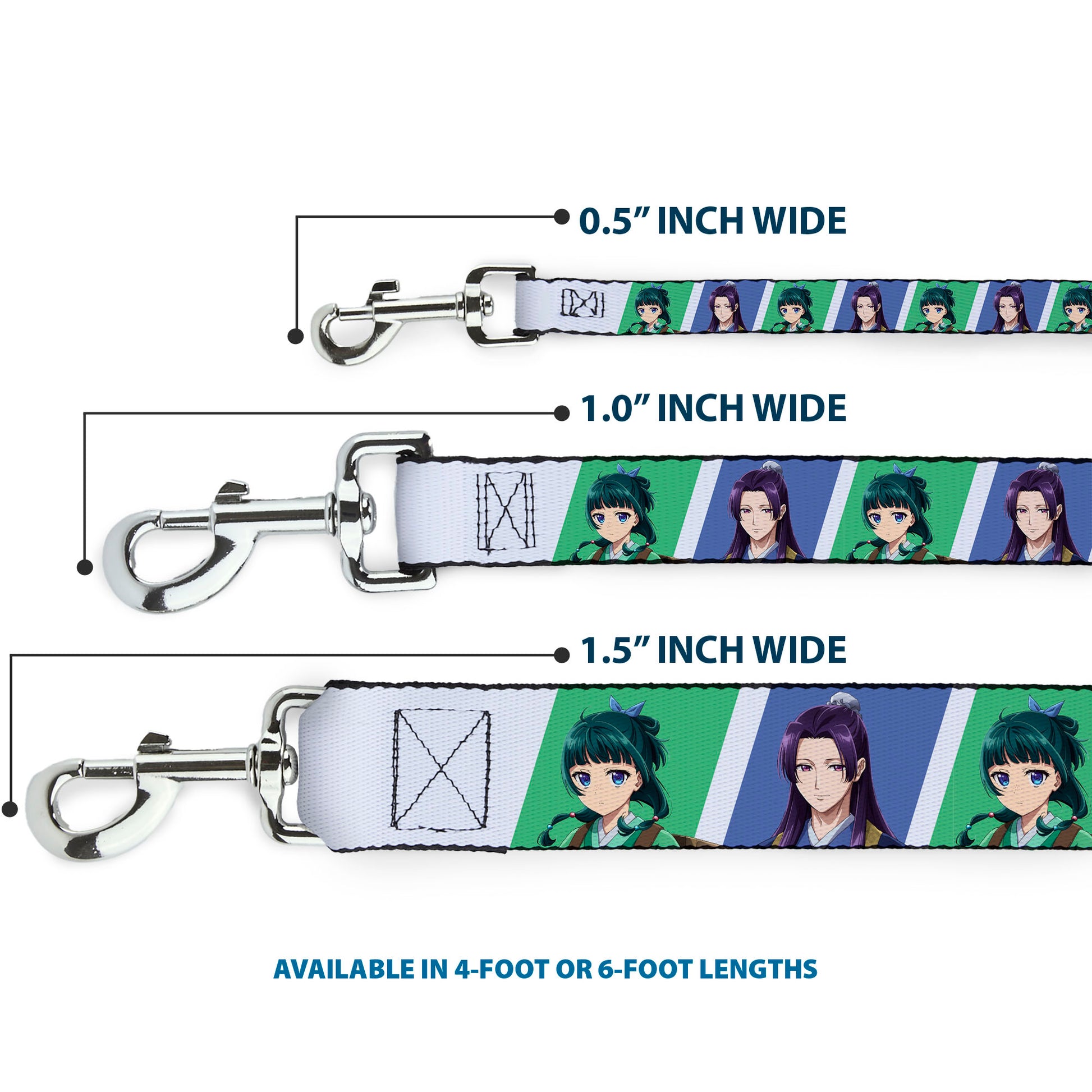 Dog Leash - The Apothecary Diaries Jinshi and Maomao Pose Blocks White/Blue/Green Dog Leashes The Apothecary Diaries