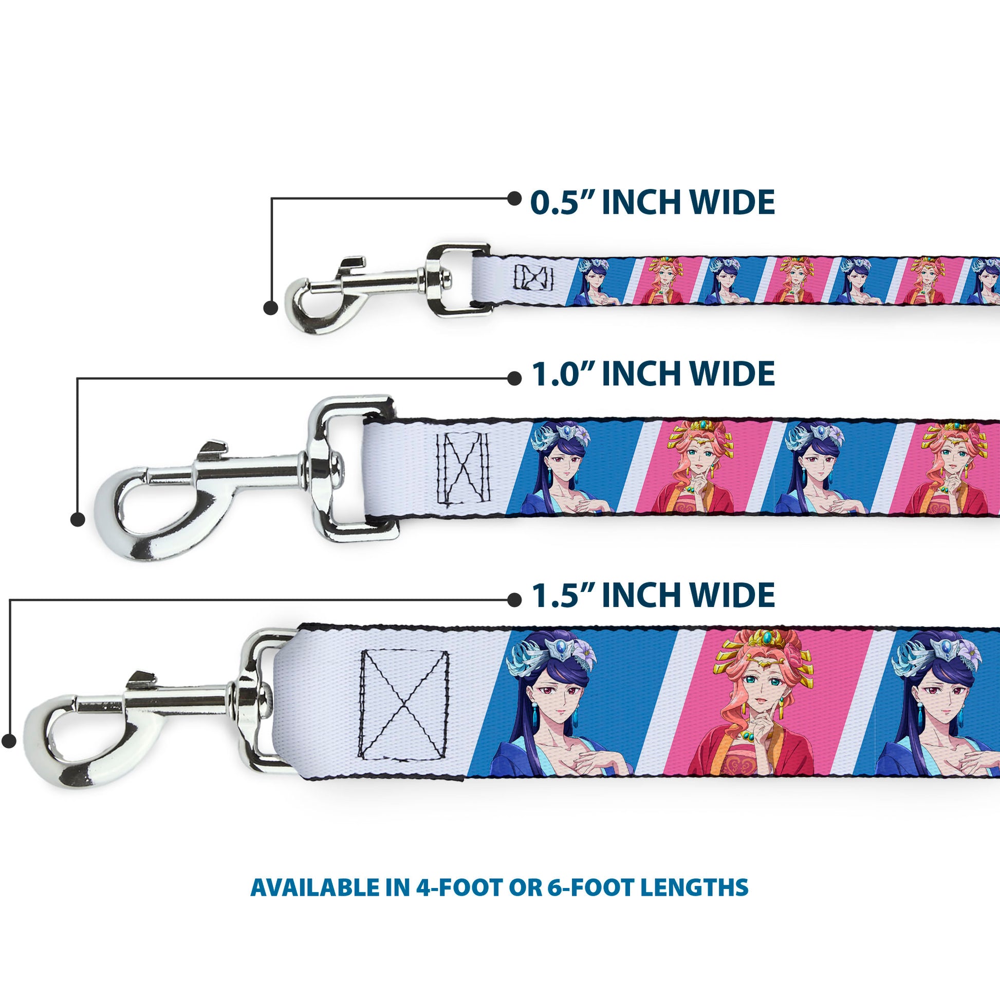 Dog Leash - The Apothecary Diaries Gyokuyo and Lihua Pose Blocks White/Pink/Blue Dog Leashes The Apothecary Diaries