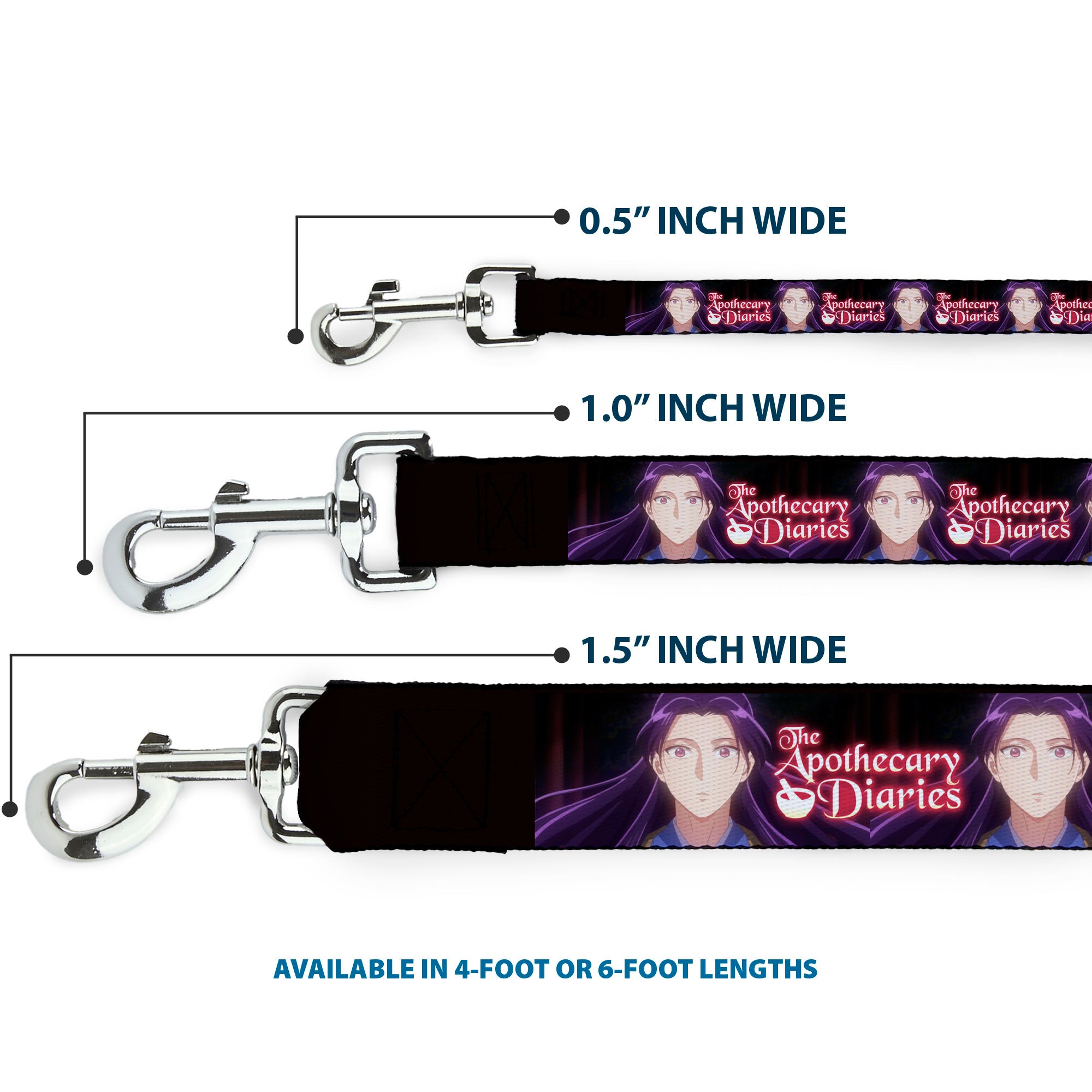 Dog Leash - THE APOTHECARY DIARIES Jinshi Pose and Title Logo Black Dog Leashes The Apothecary Diaries