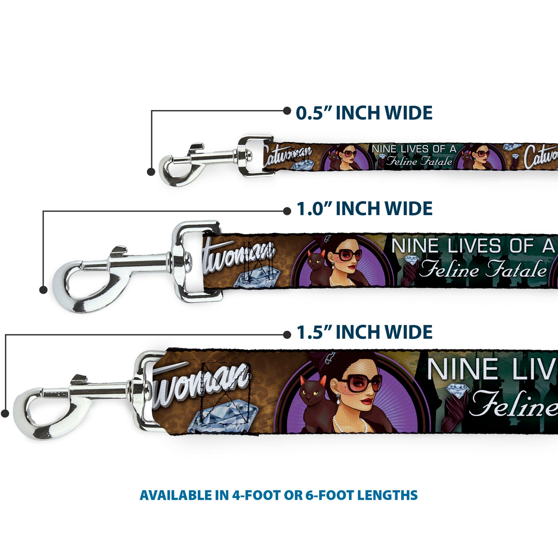 Dog Leash - CATWOMAN-NINE LIVES OF A FELINE FATALE Bombshell Pose/Diamonds Dog Leashes DC Comics