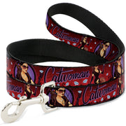 Dog Leash - CATWOMAN Bombshell Pose/Diamonds Red/Purple/Black Dog Leashes DC Comics