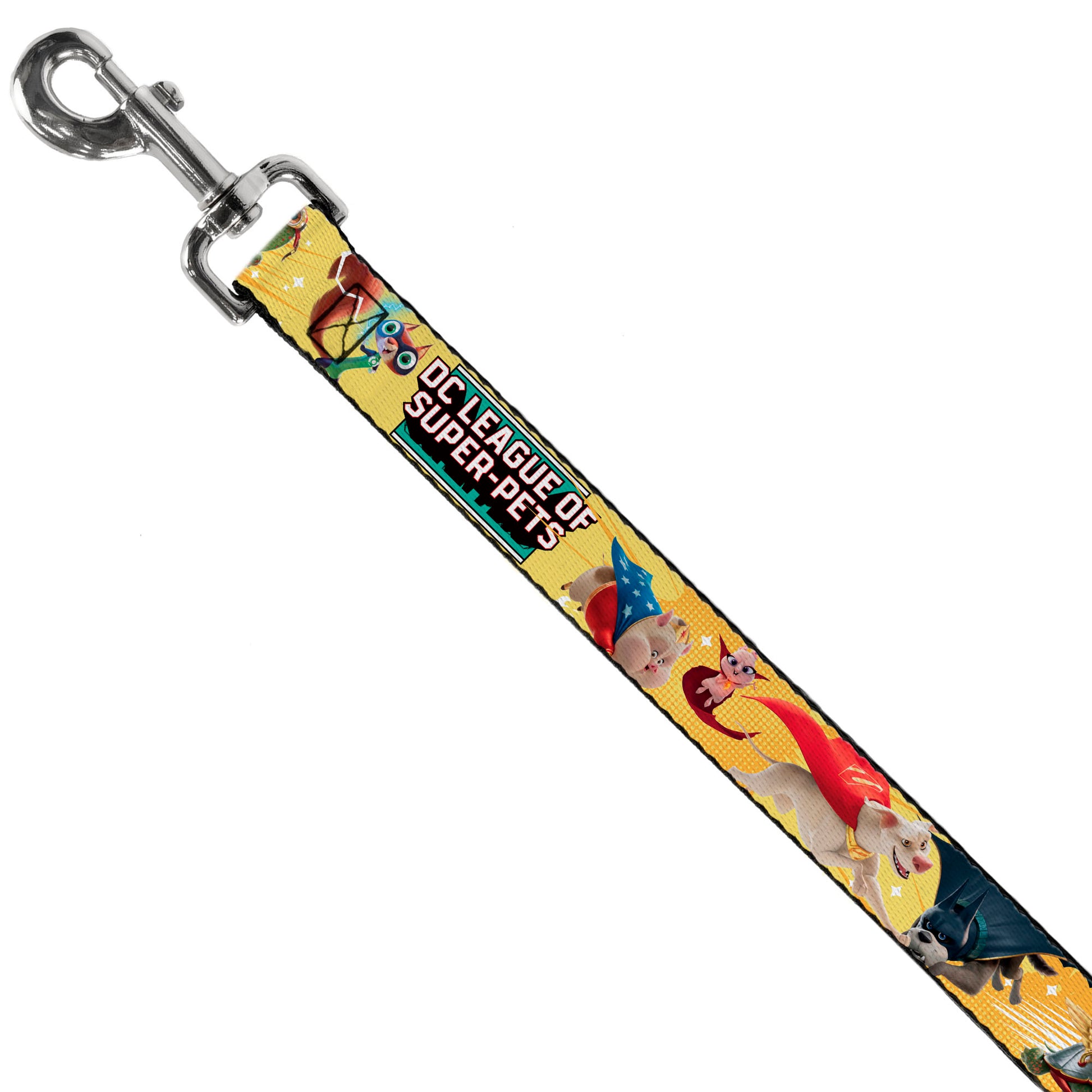 Dog Leash - DC LEAGUE OF SUPER-PETS 6-Superhero Pet Poses Collage Yellows Dog Leashes DC Comics