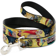 Dog Leash - DC LEAGUE OF SUPER-PETS 6-Superhero Pet Poses Collage Yellows Dog Leashes DC Comics