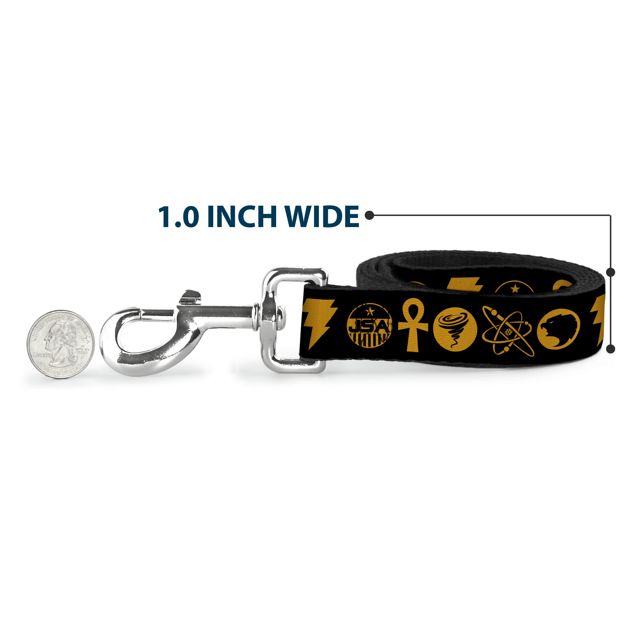 Dog Leash - Black Adam Justice Society Icons Black/Orange Dog Leashes DC Comics