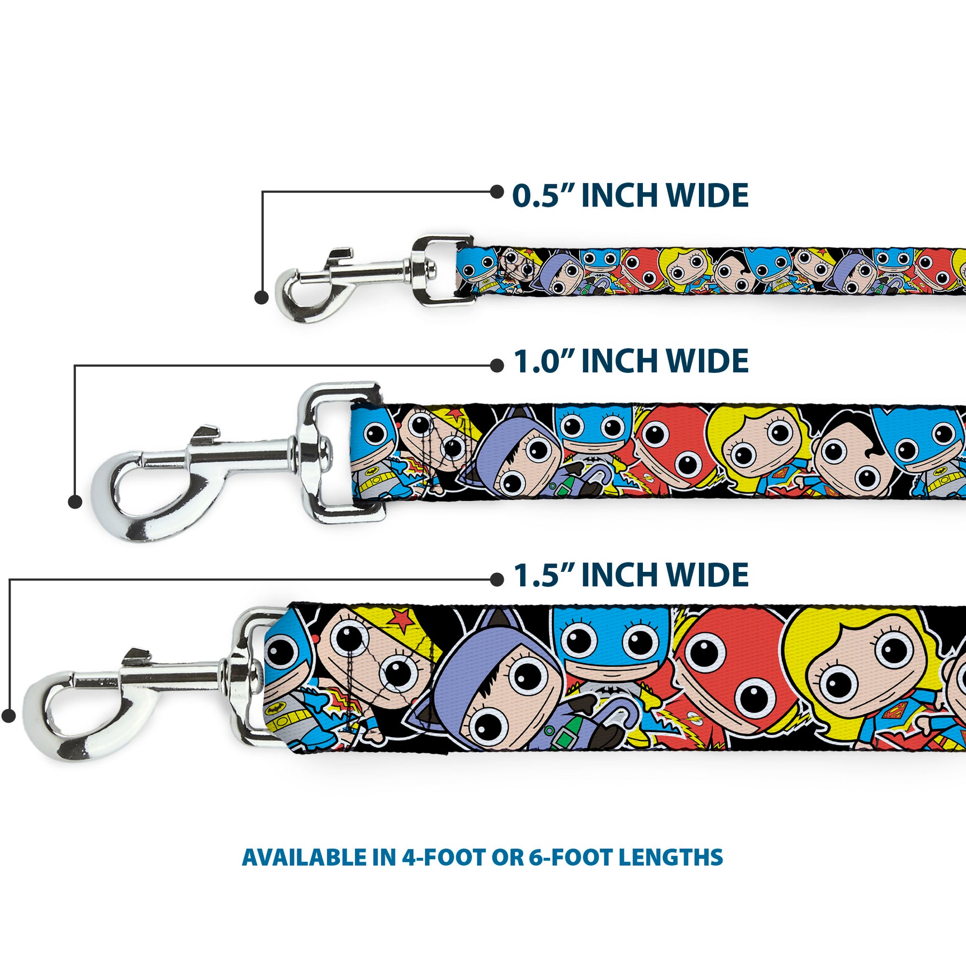 Dog Leash - DC Mini Group Stacked Black Dog Leashes DC Comics