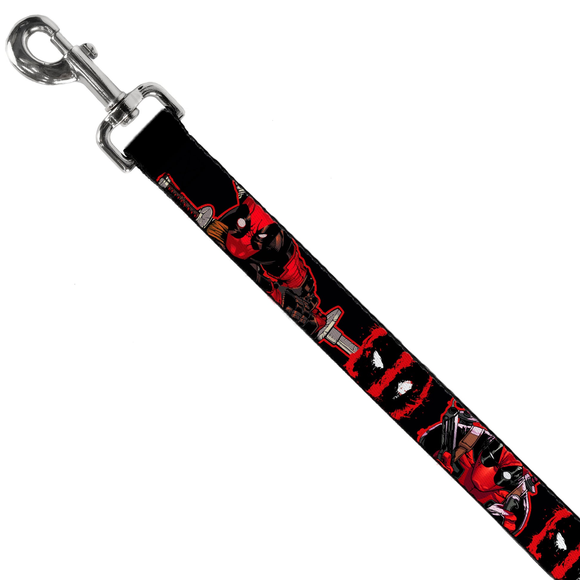 Dog Leash - Deadpool 2-Action Poses/Splatter Logo Black/Red/White Dog Leashes Marvel Comics