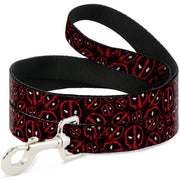 Dog Leash - Deadpool Splatter Logo Scattered Black/Red/White Dog Leashes Marvel Comics