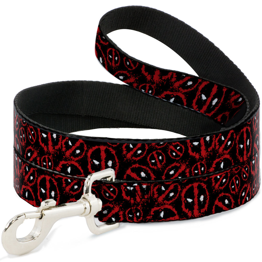 Dog Leash - Deadpool Splatter Logo Scattered Black/Red/White Dog Leashes Marvel Comics