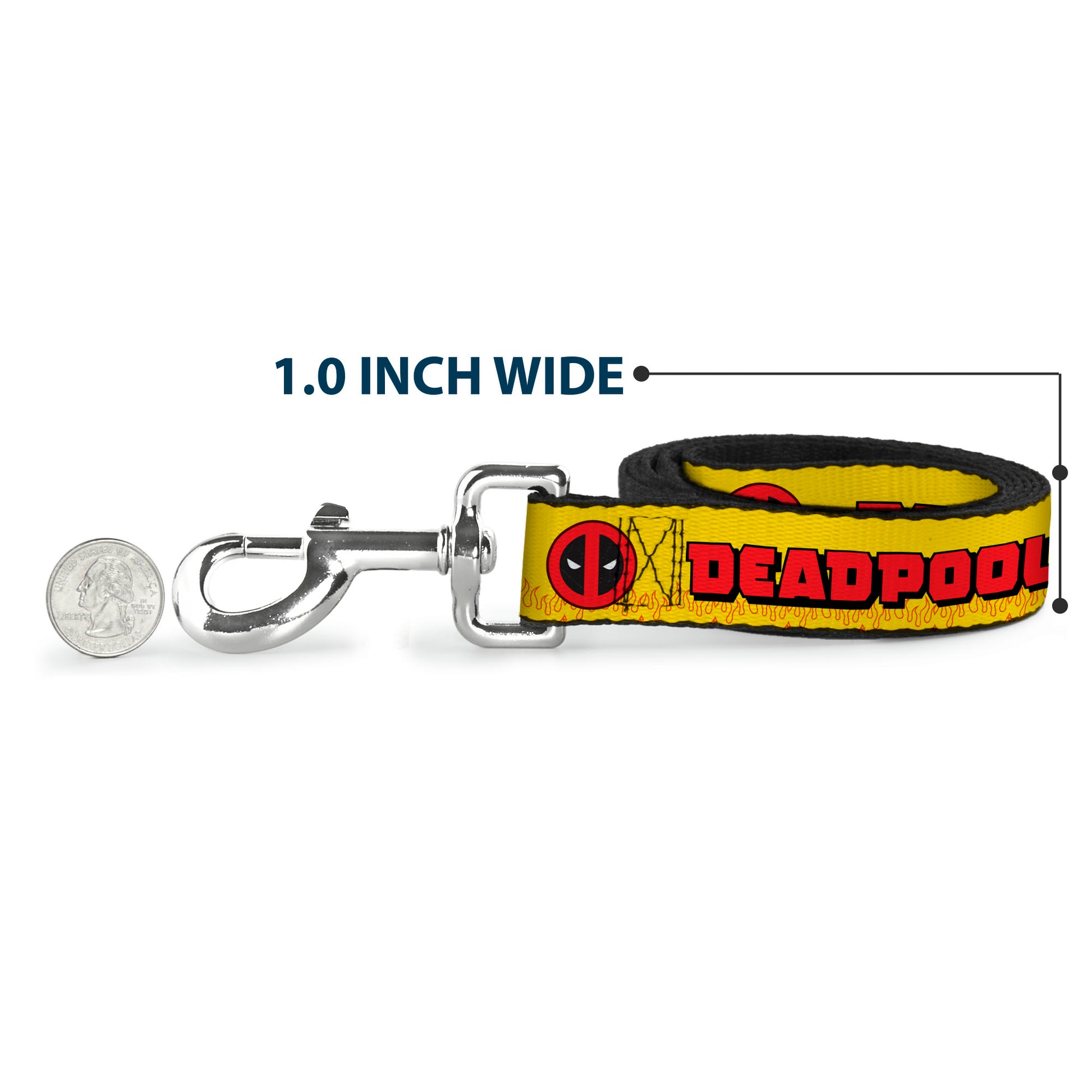 Dog Leash - DEADPOOL'S CHIMICHANGAS Flames Yellow/Black/Red Dog Leashes Marvel Comics