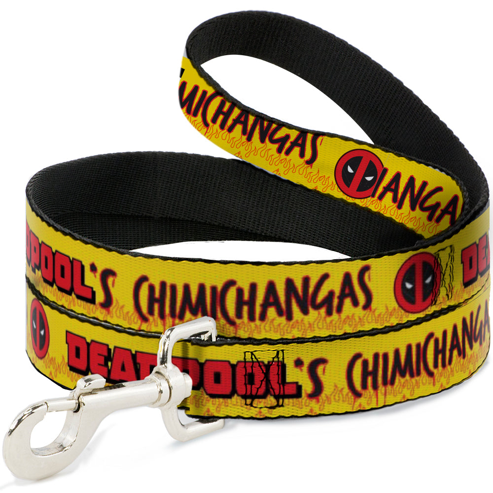 Dog Leash - DEADPOOL'S CHIMICHANGAS Flames Yellow/Black/Red Dog Leashes Marvel Comics
